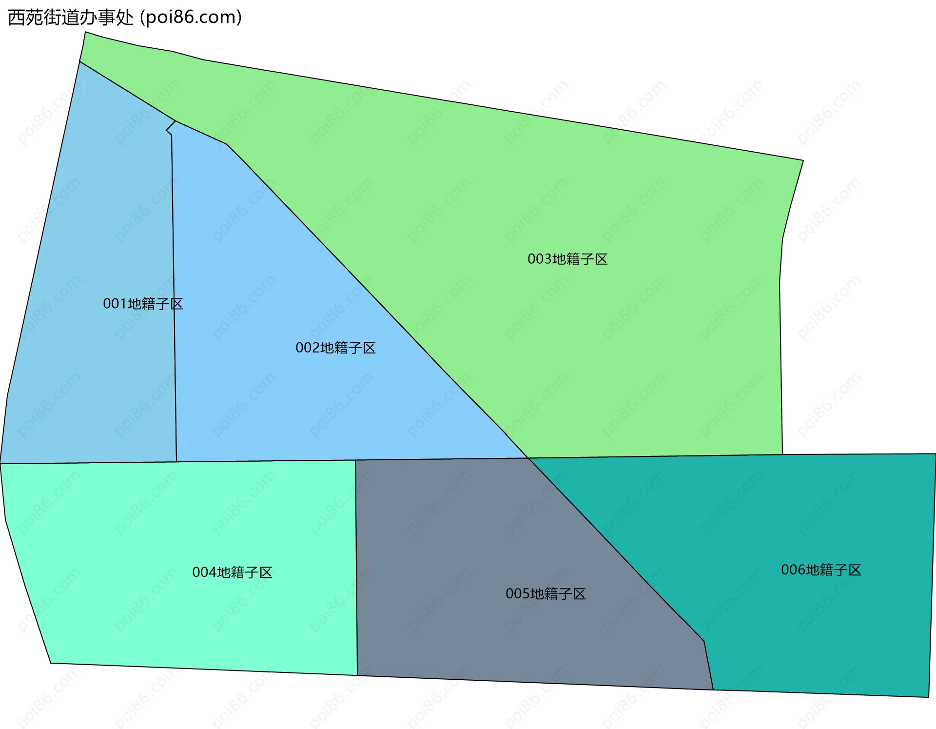 西苑街道办事处边界地图(五级行政区划)