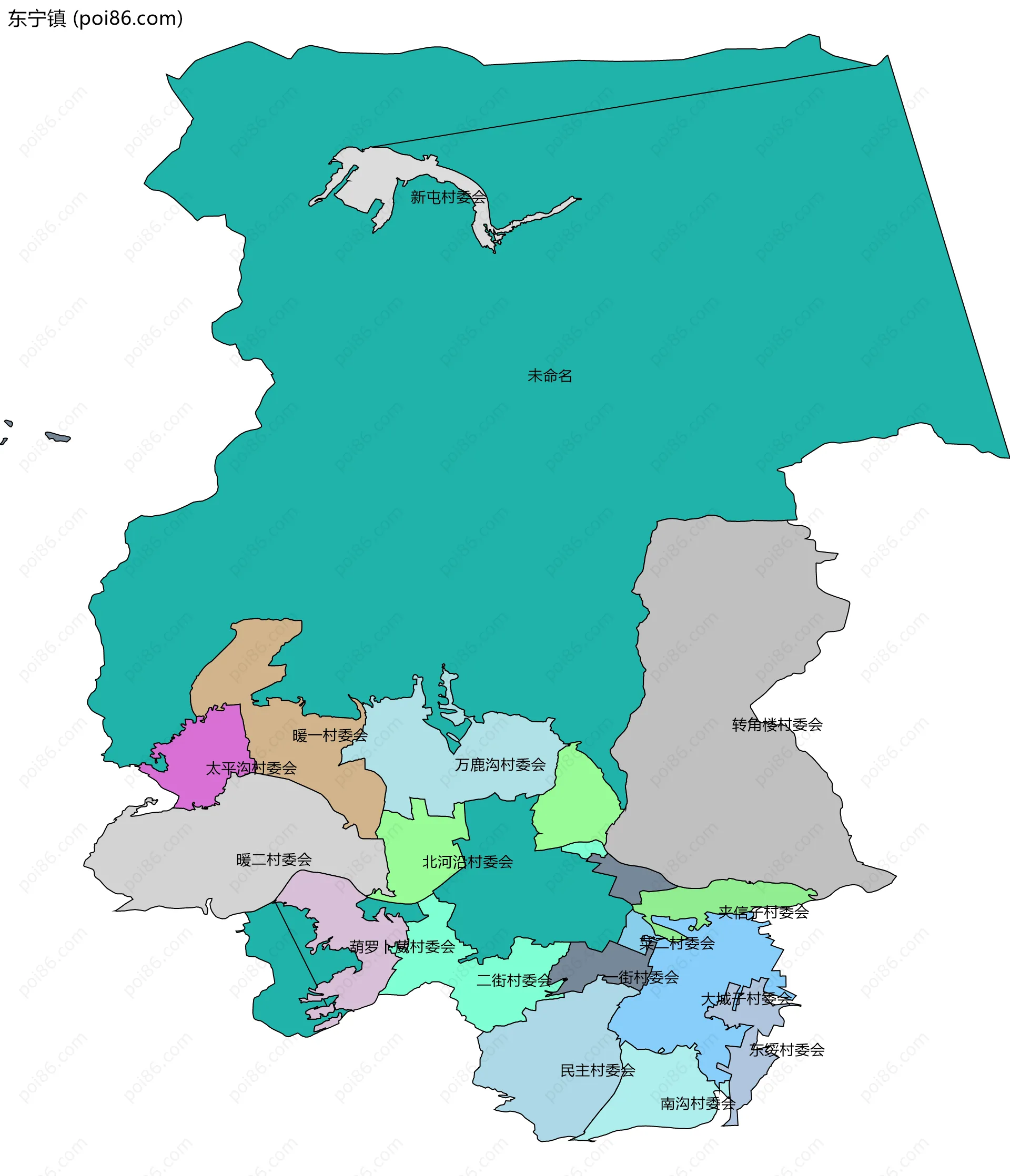 东宁镇边界地图(五级行政区划)
