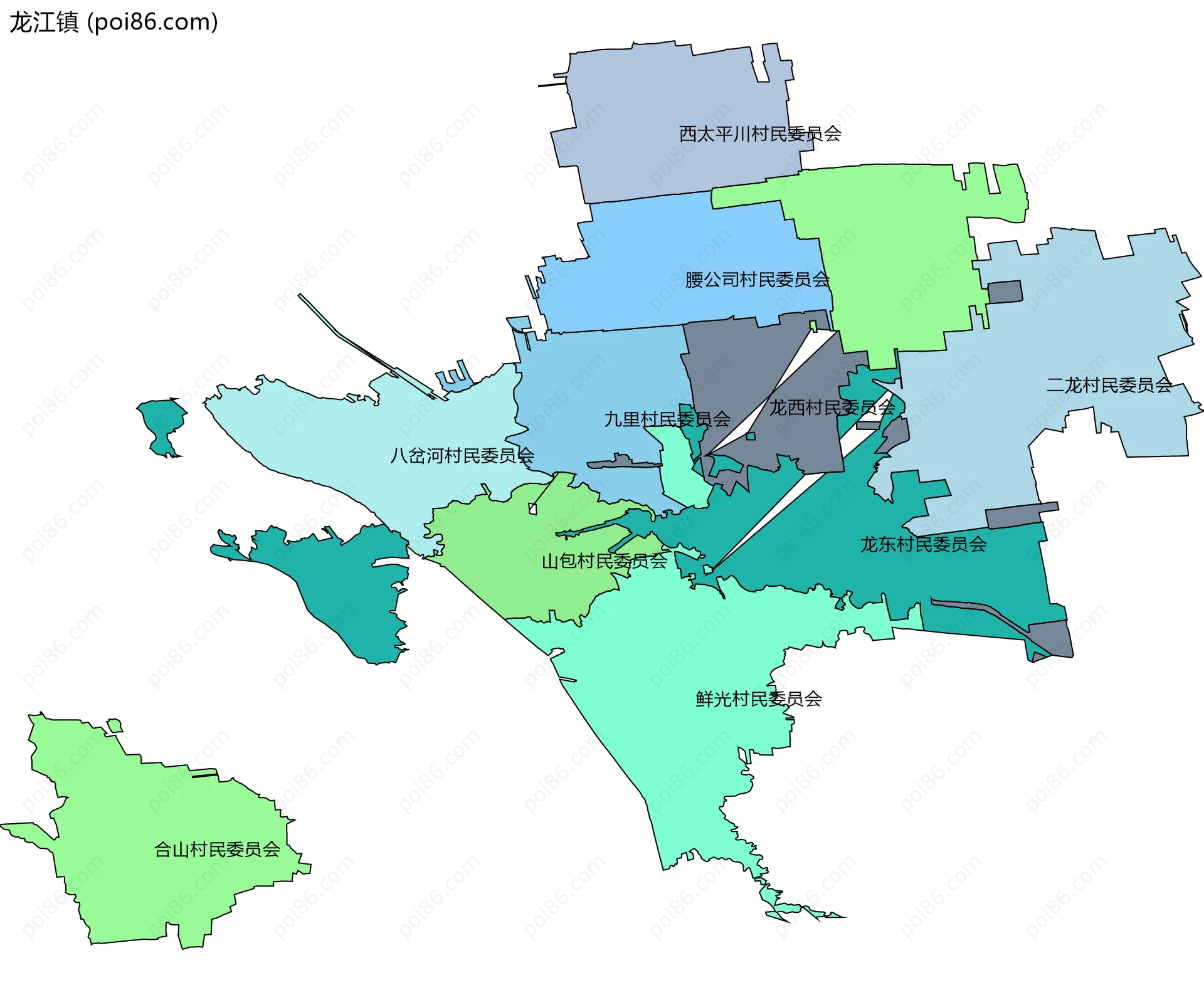龙江镇边界地图(五级行政区划)