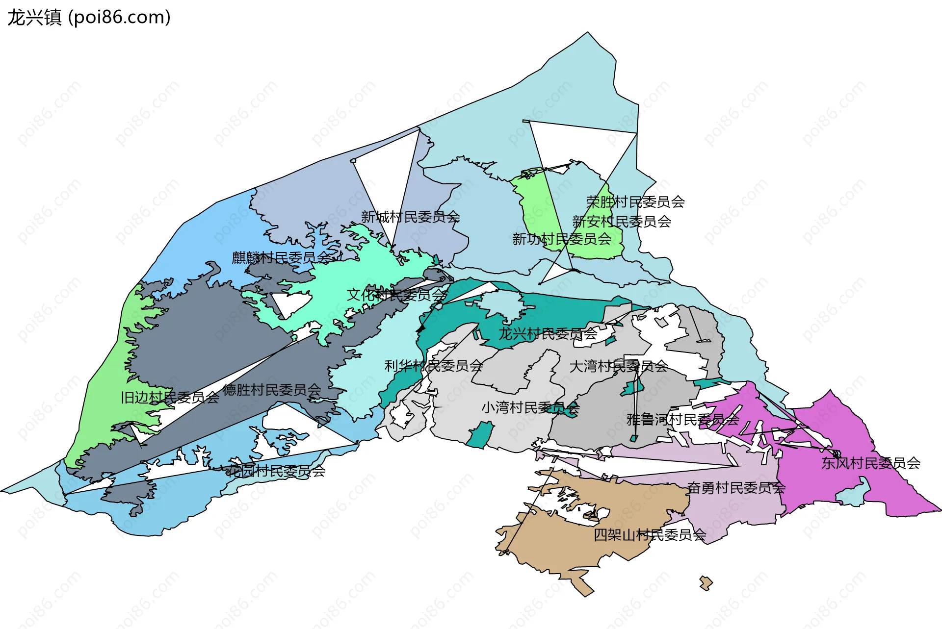 龙兴镇边界地图(五级行政区划)