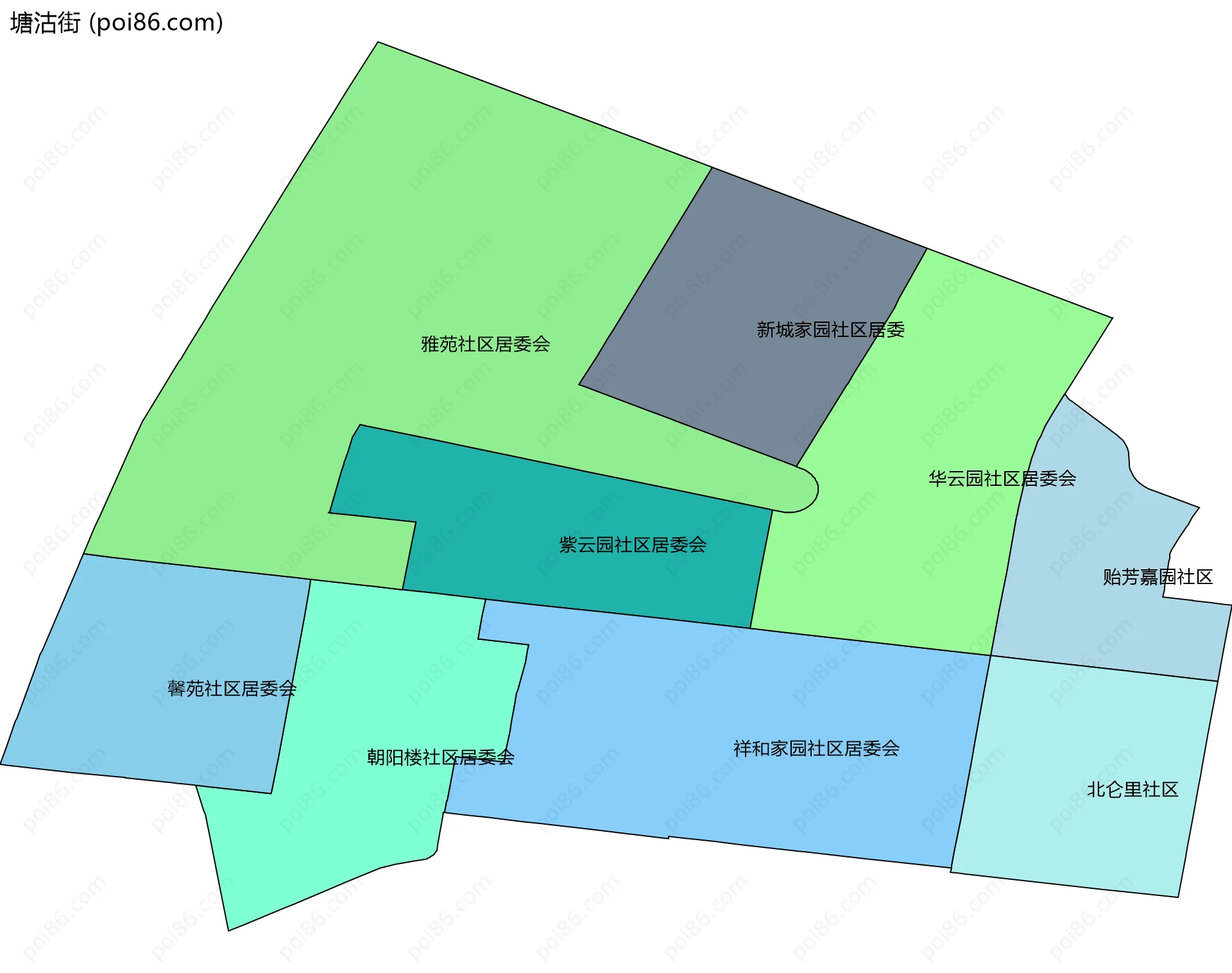 塘沽街边界地图(五级行政区划)