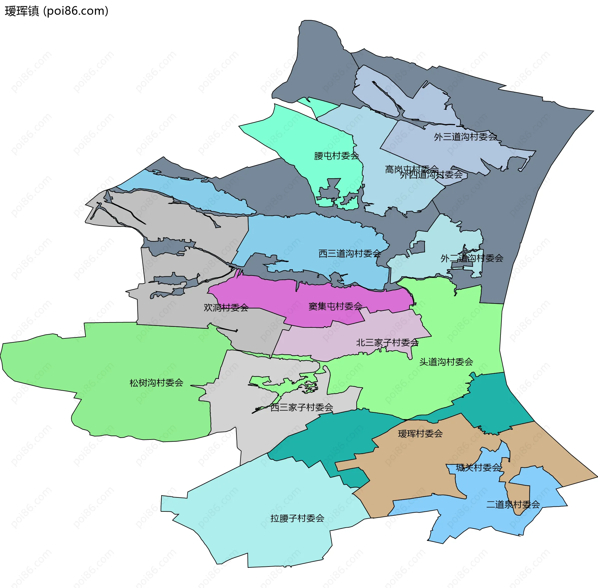 瑷珲镇边界地图(五级行政区划)