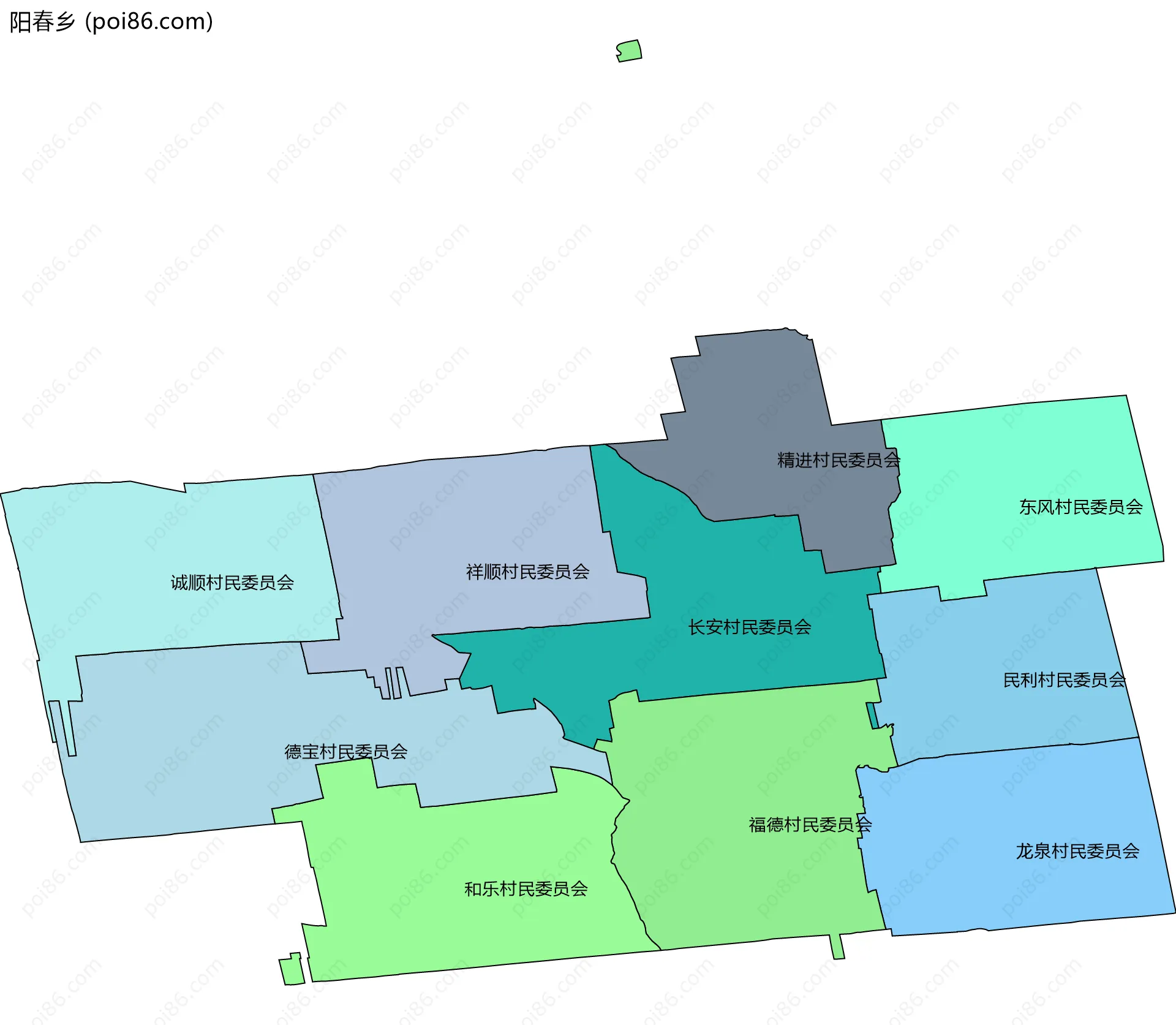 阳春乡边界地图(五级行政区划)