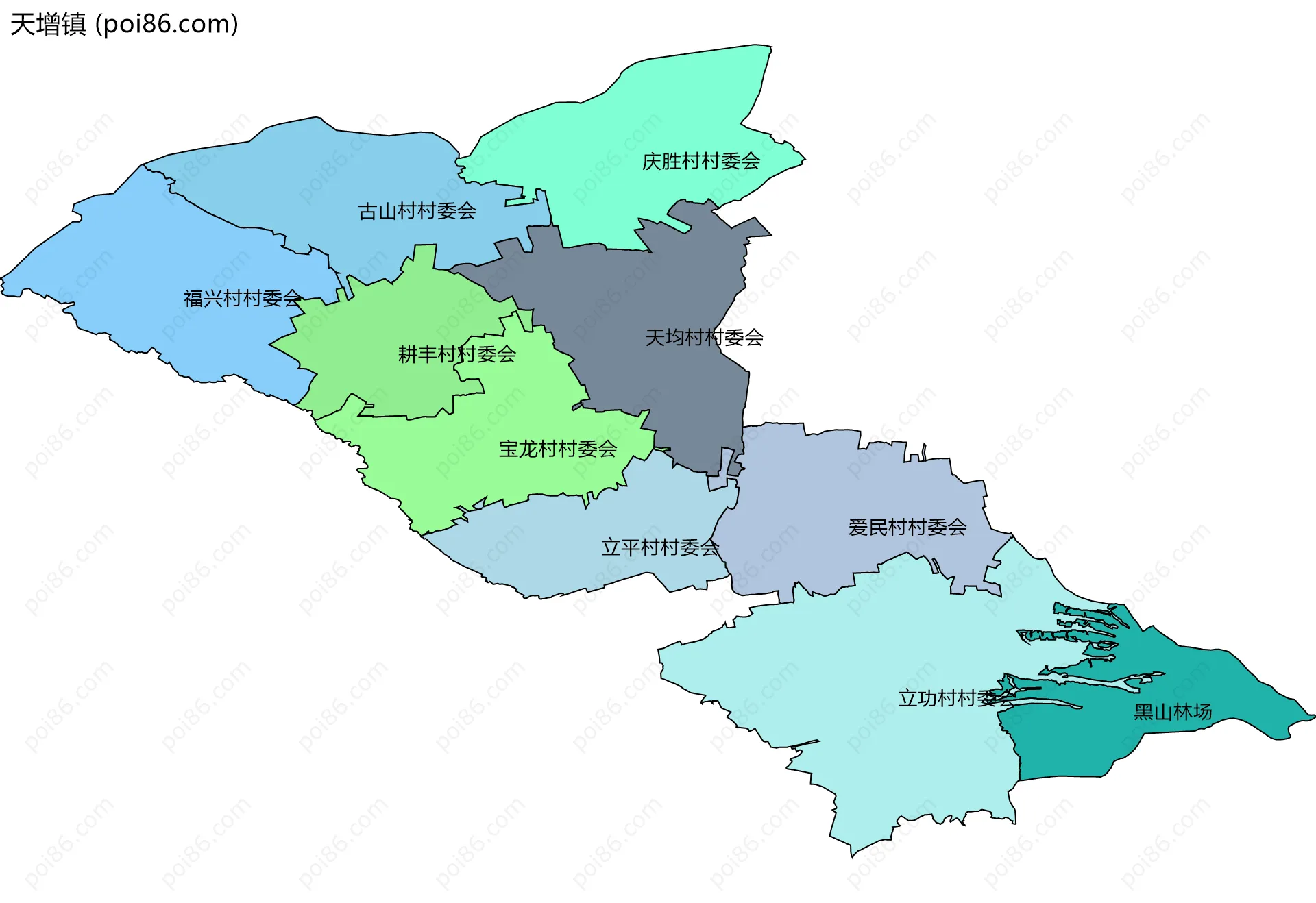 天增镇边界地图(五级行政区划)