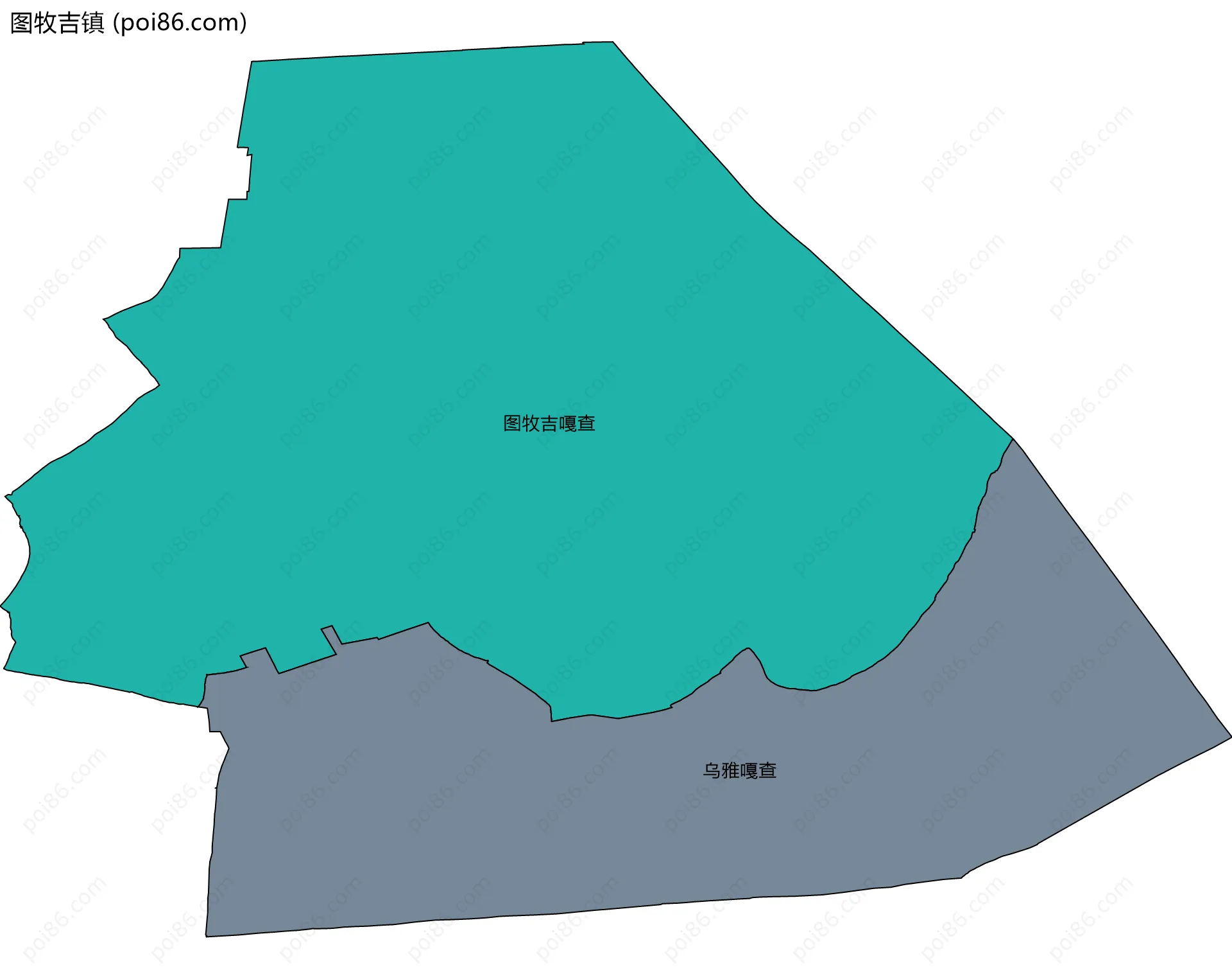 图牧吉镇边界地图(五级行政区划)