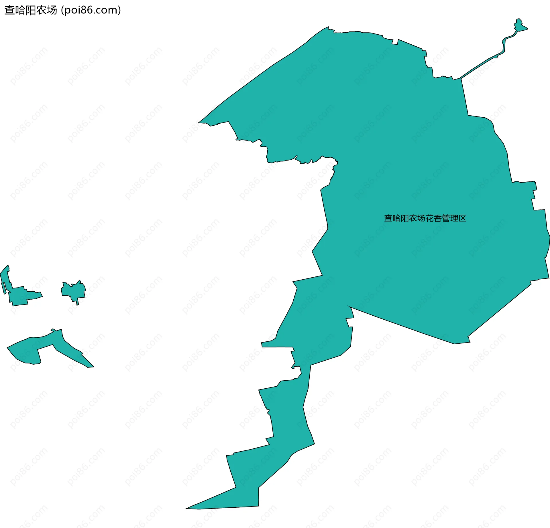 查哈阳农场边界地图(五级行政区划)