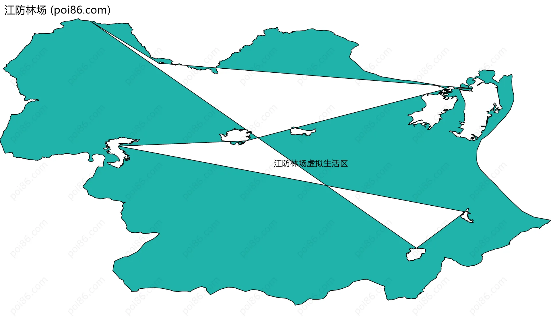 江防林场边界地图(五级行政区划)