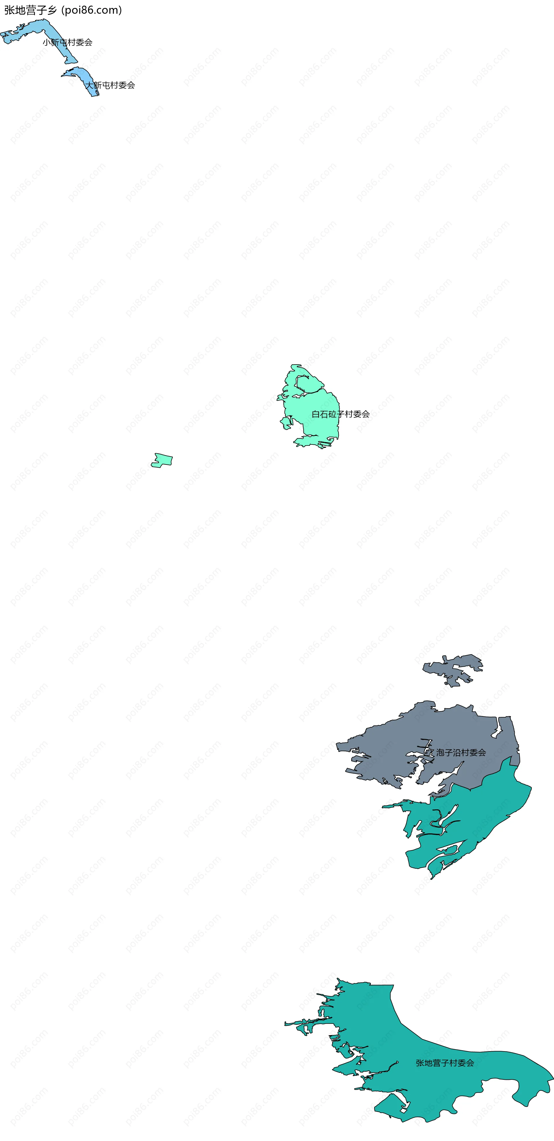 张地营子乡边界地图(五级行政区划)