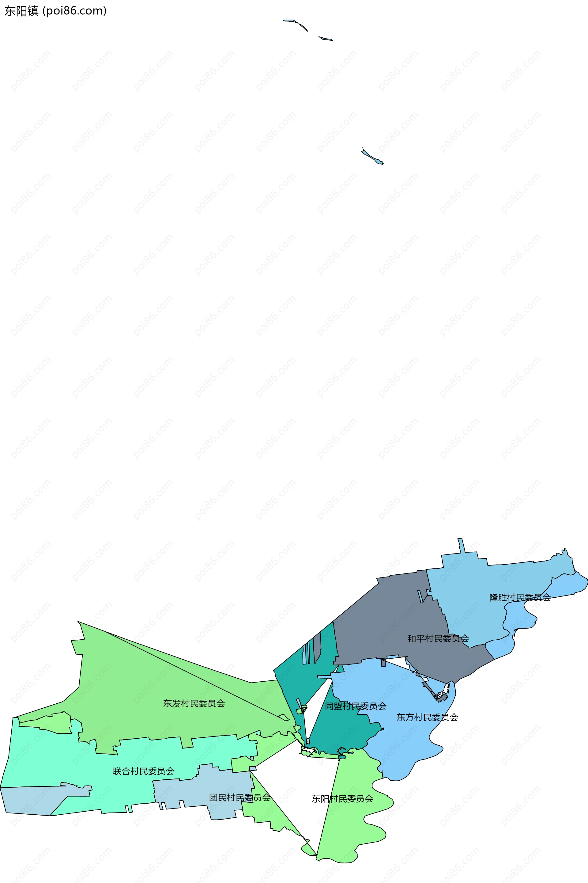 东阳镇边界地图(五级行政区划)
