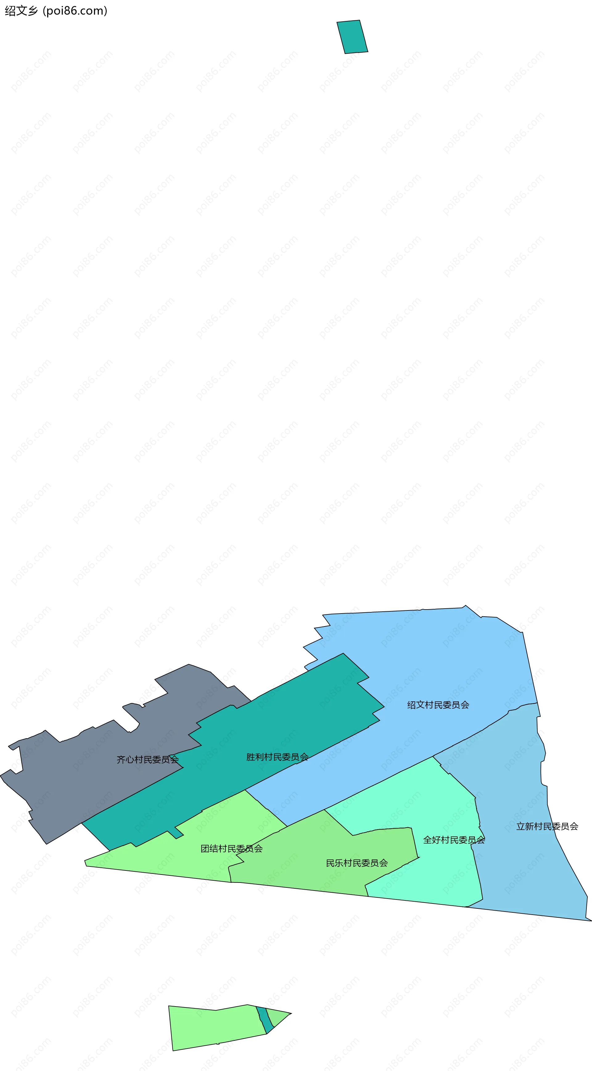 绍文乡边界地图(五级行政区划)