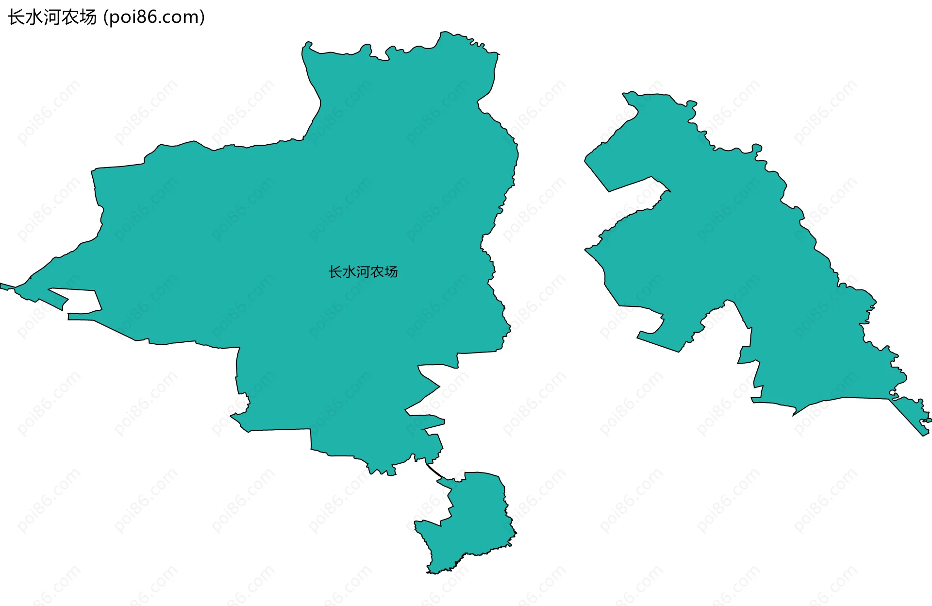 长水河农场边界地图(五级行政区划)