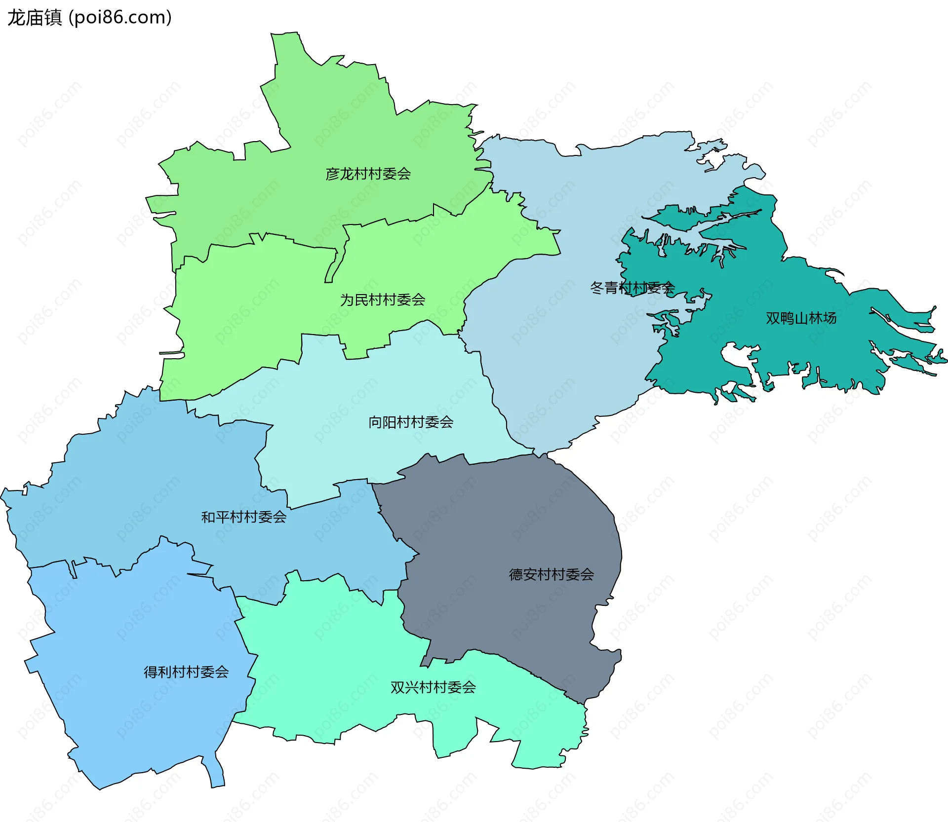 龙庙镇边界地图(五级行政区划)