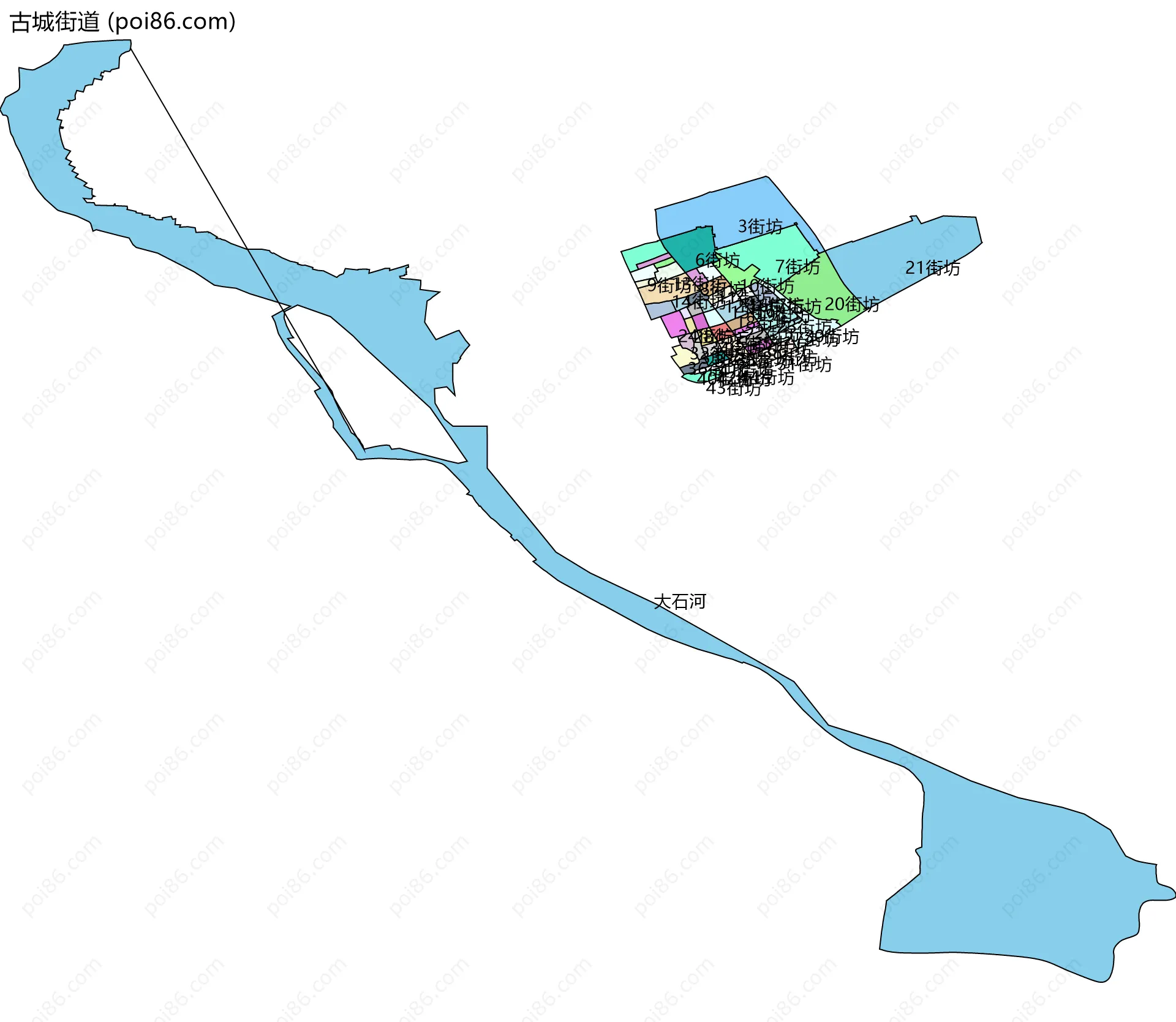古城街道边界地图(五级行政区划)
