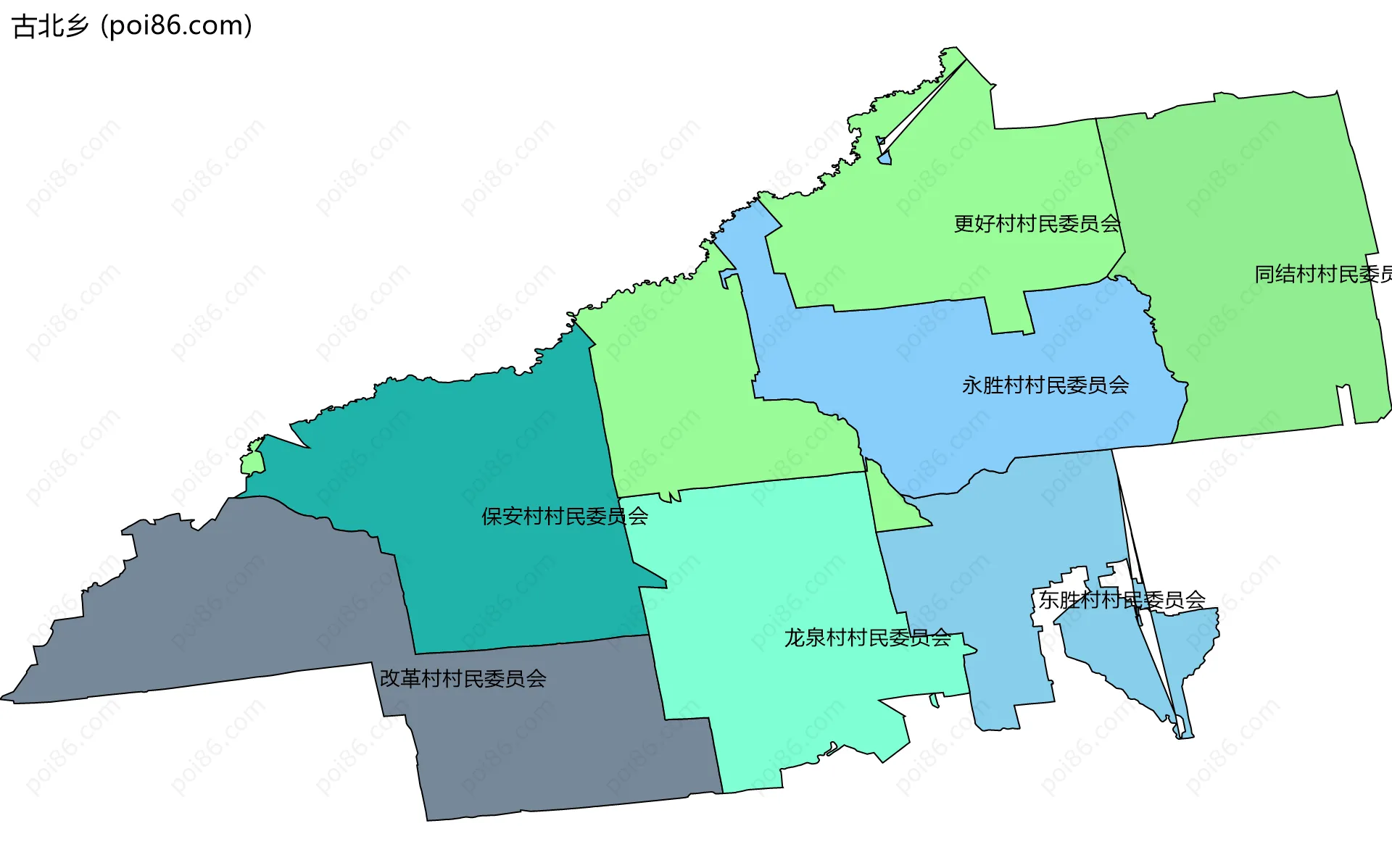 古北乡边界地图(五级行政区划)