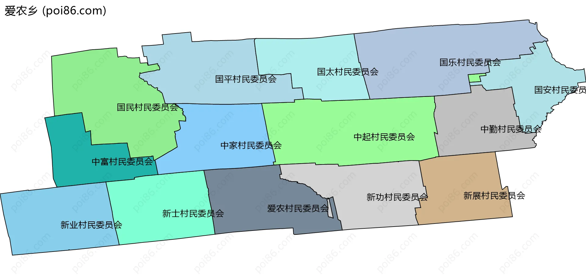 爱农乡边界地图(五级行政区划)