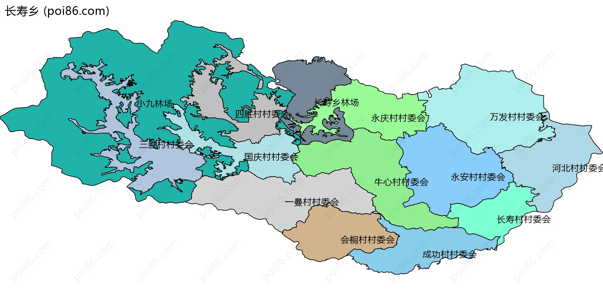 长寿乡边界地图(五级行政区划)