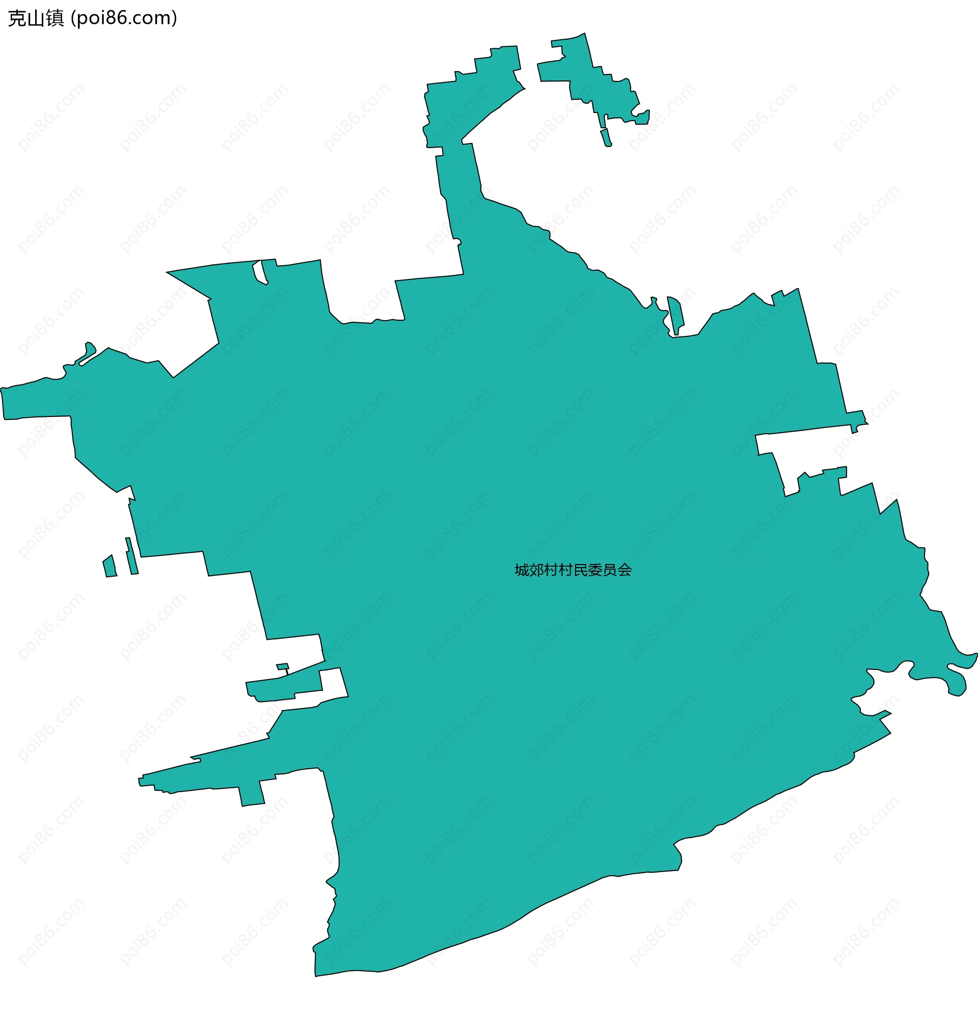 克山镇边界地图(五级行政区划)