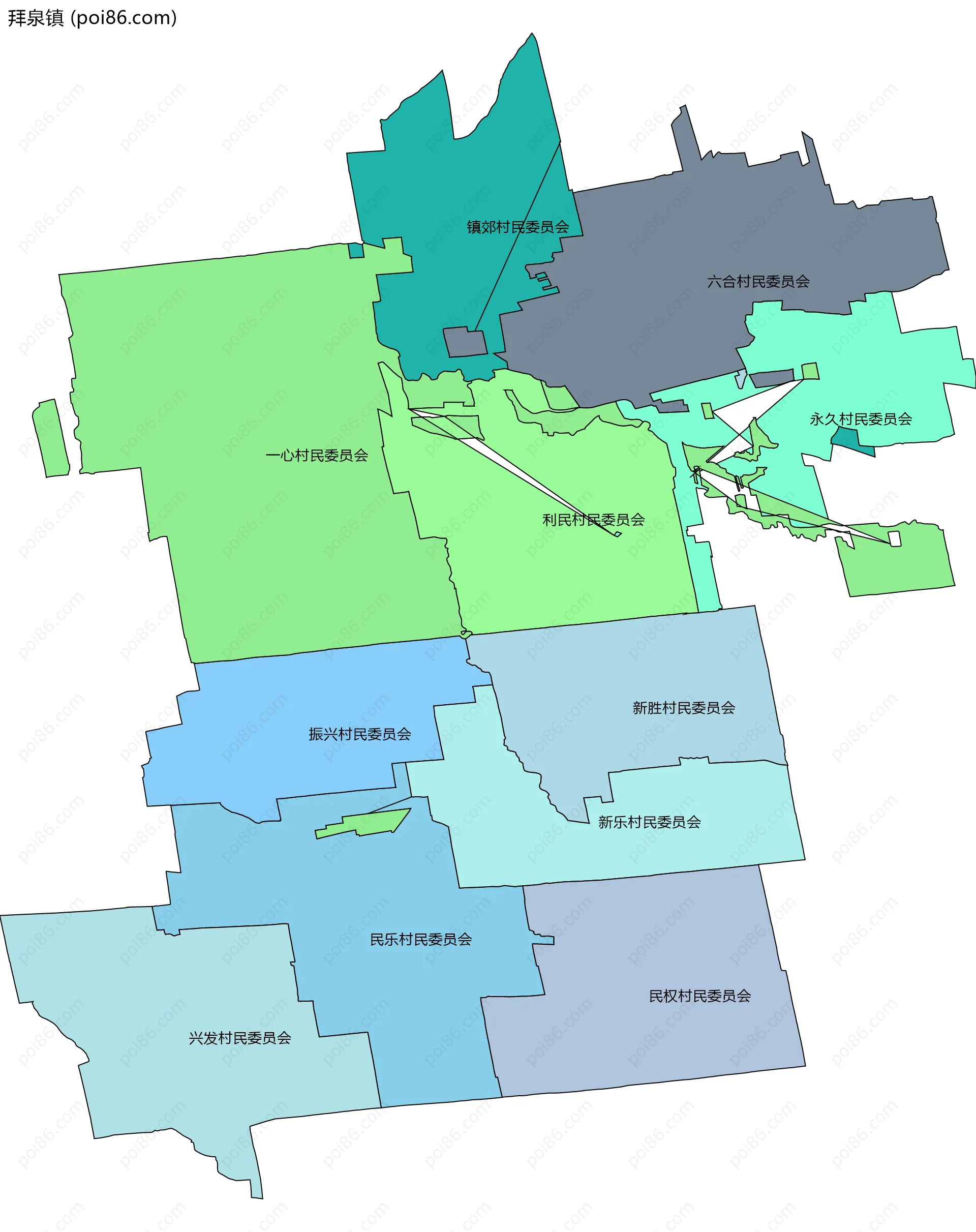 拜泉镇边界地图(五级行政区划)
