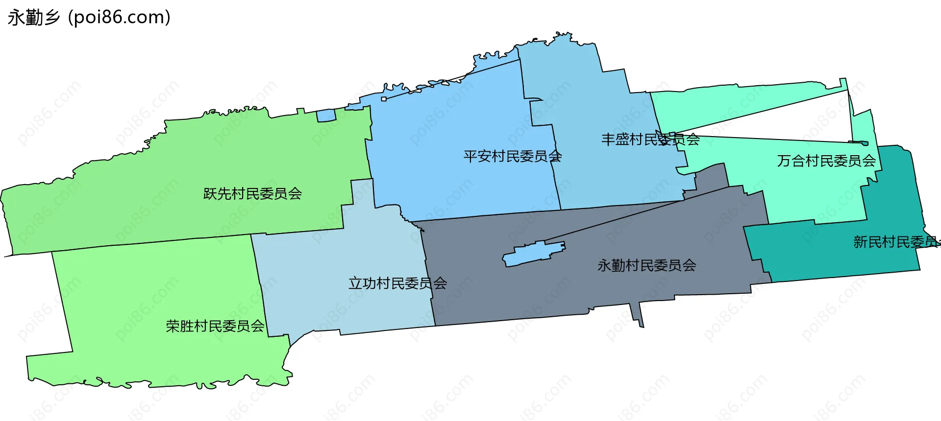 永勤乡边界地图(五级行政区划)