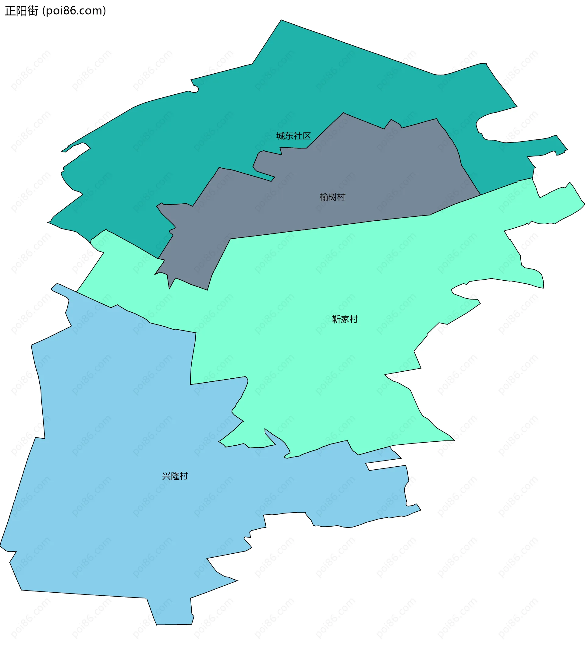 正阳街边界地图(五级行政区划)