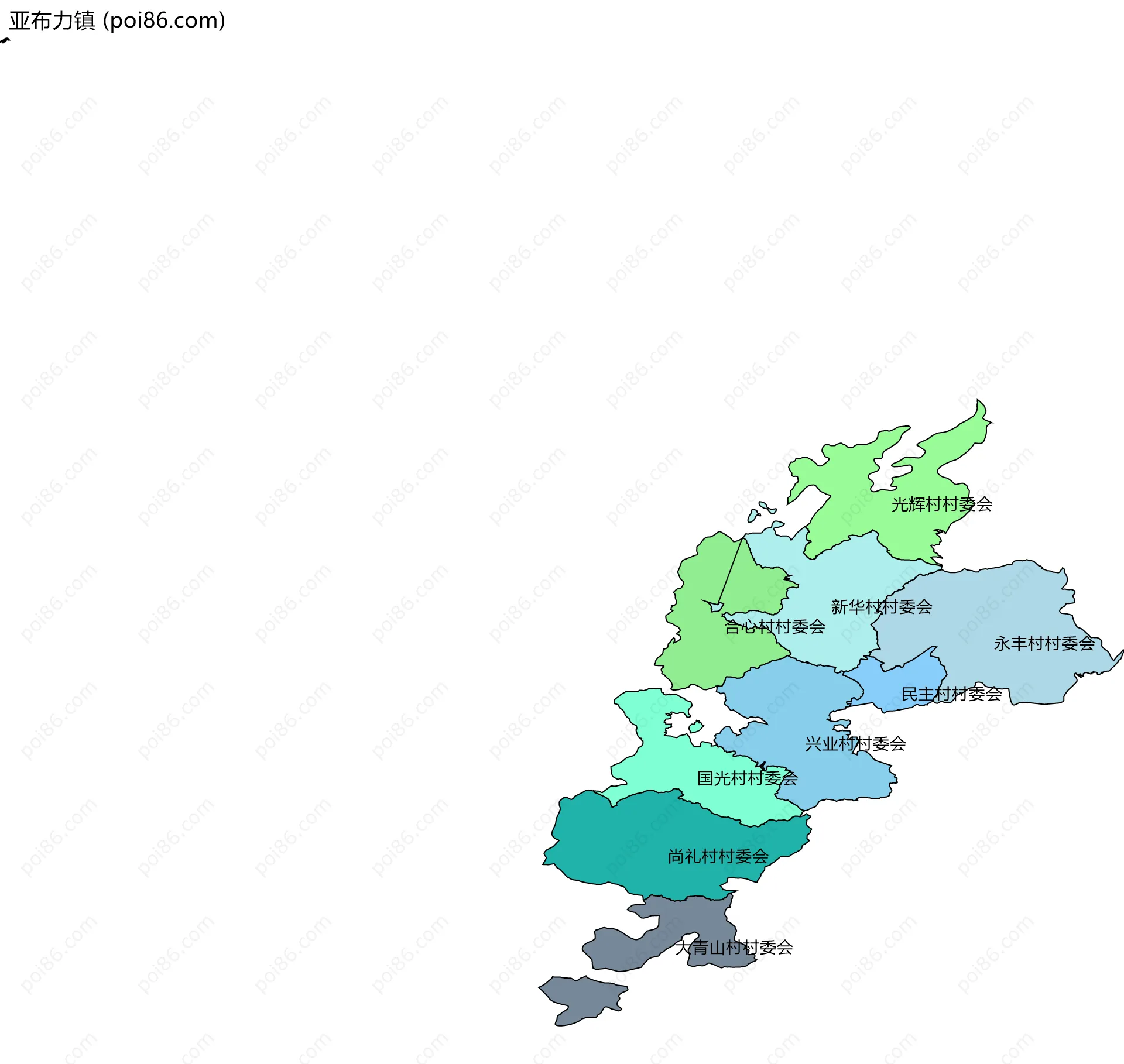亚布力镇边界地图(五级行政区划)