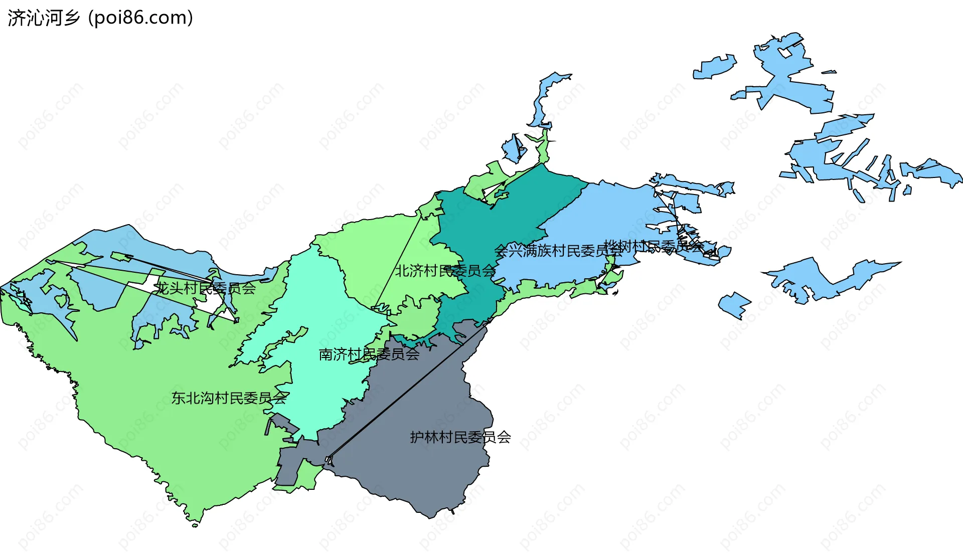 济沁河乡边界地图(五级行政区划)