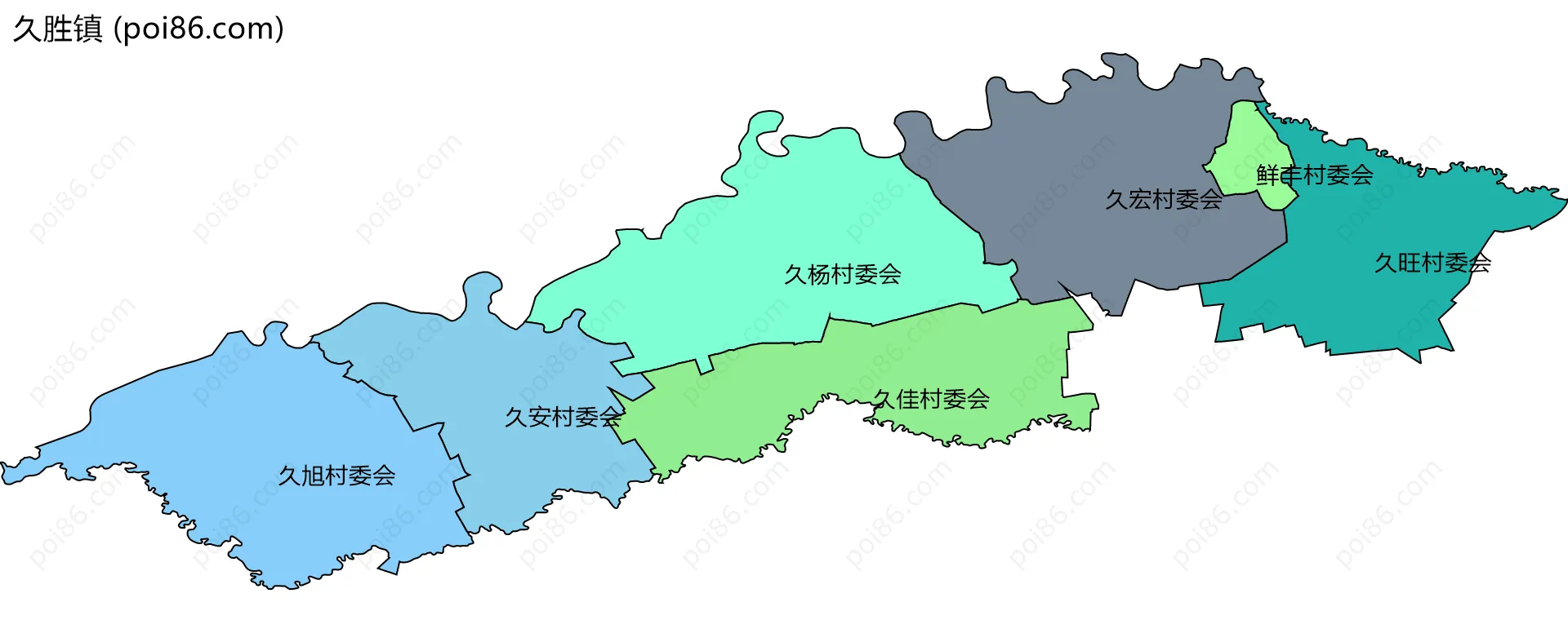 久胜镇边界地图(五级行政区划)