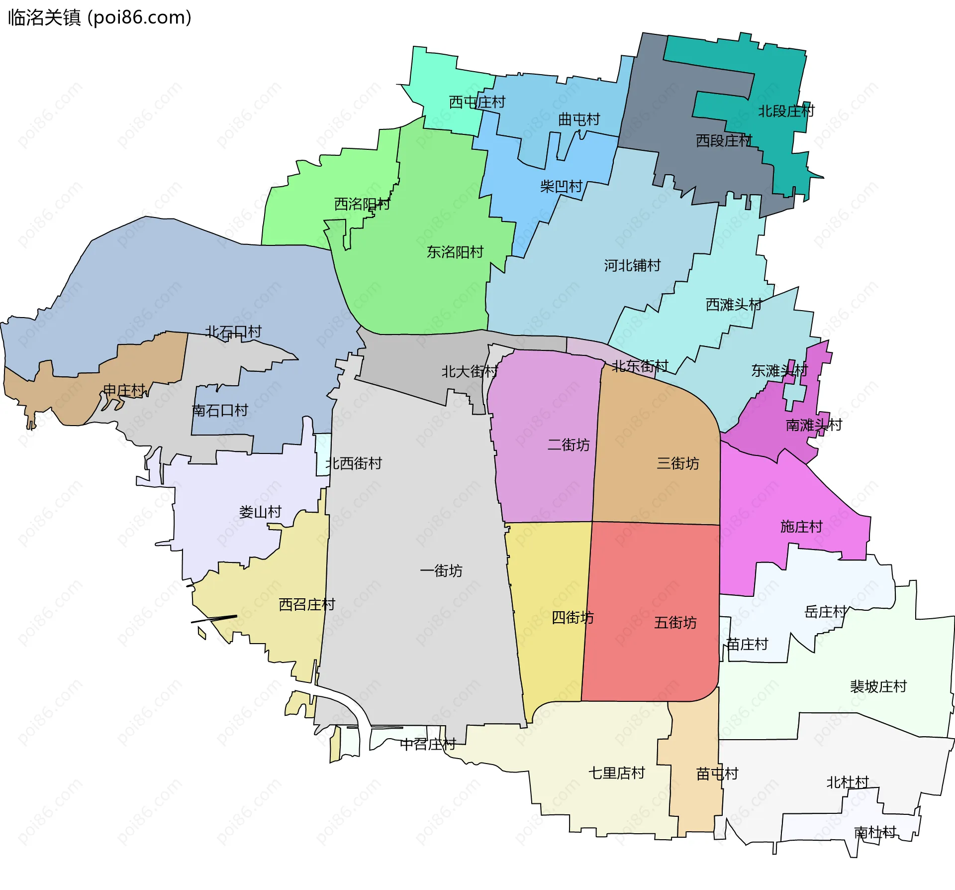 临洺关镇边界地图(五级行政区划)