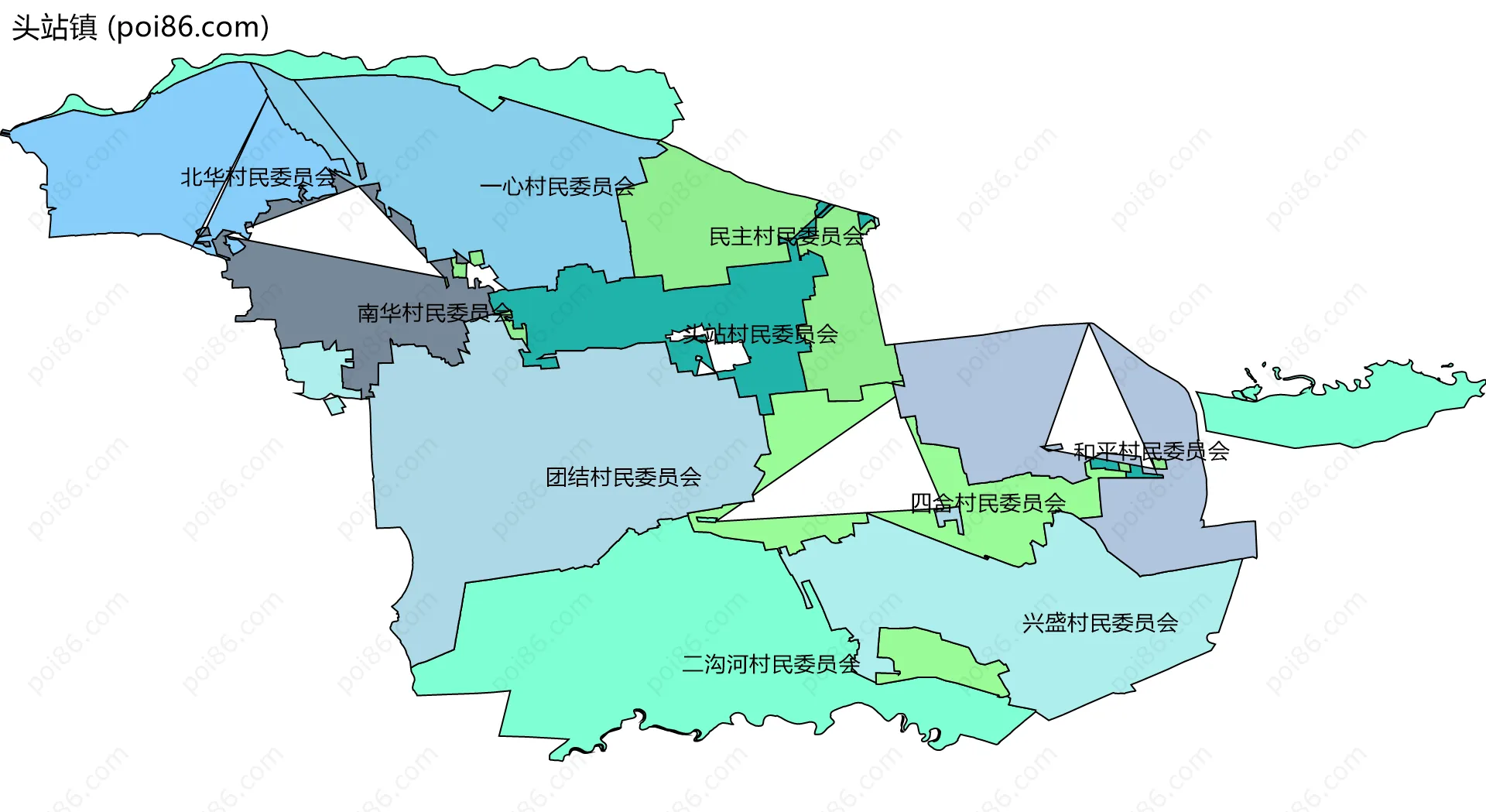 头站镇边界地图(五级行政区划)