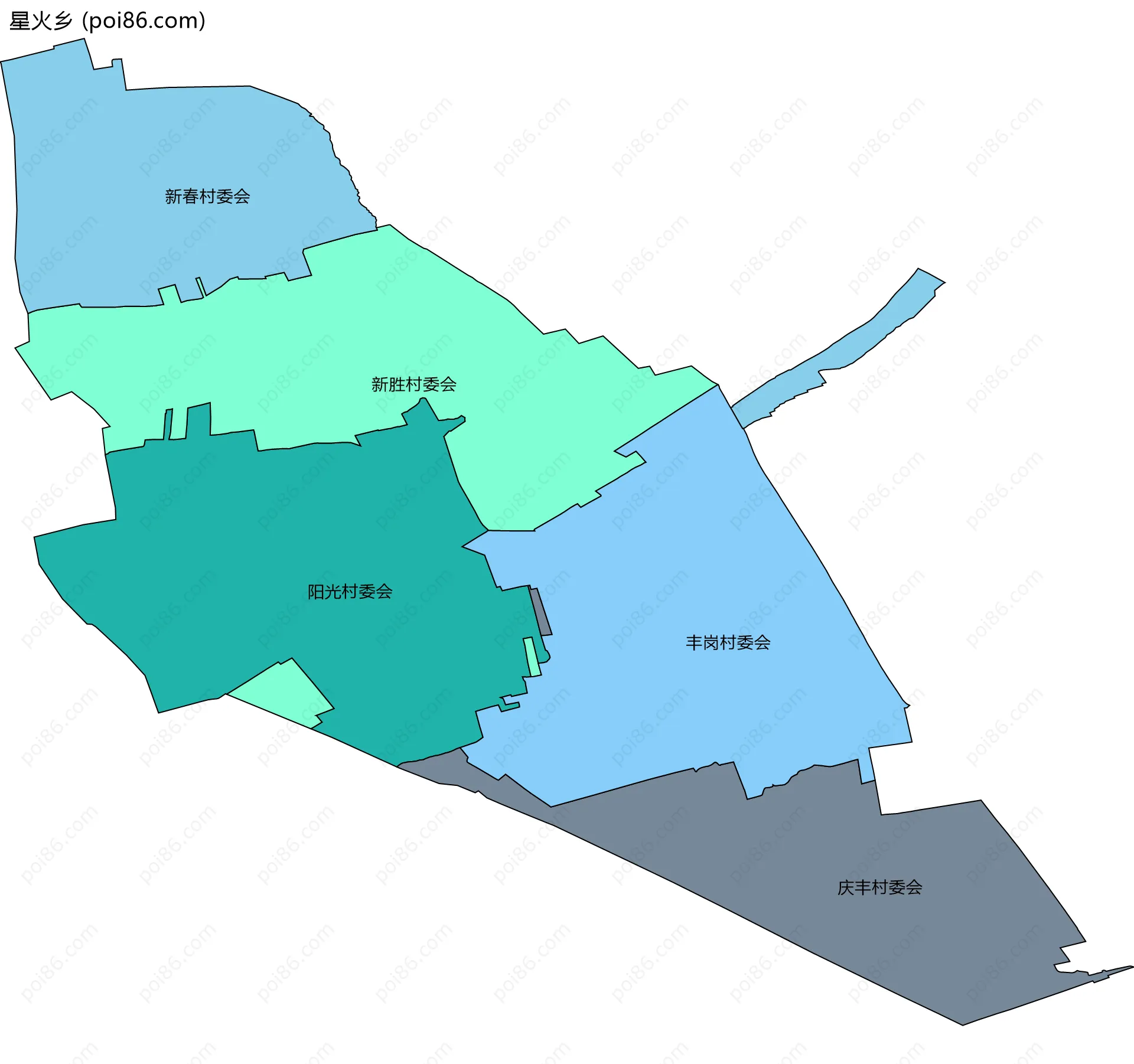 星火乡边界地图(五级行政区划)