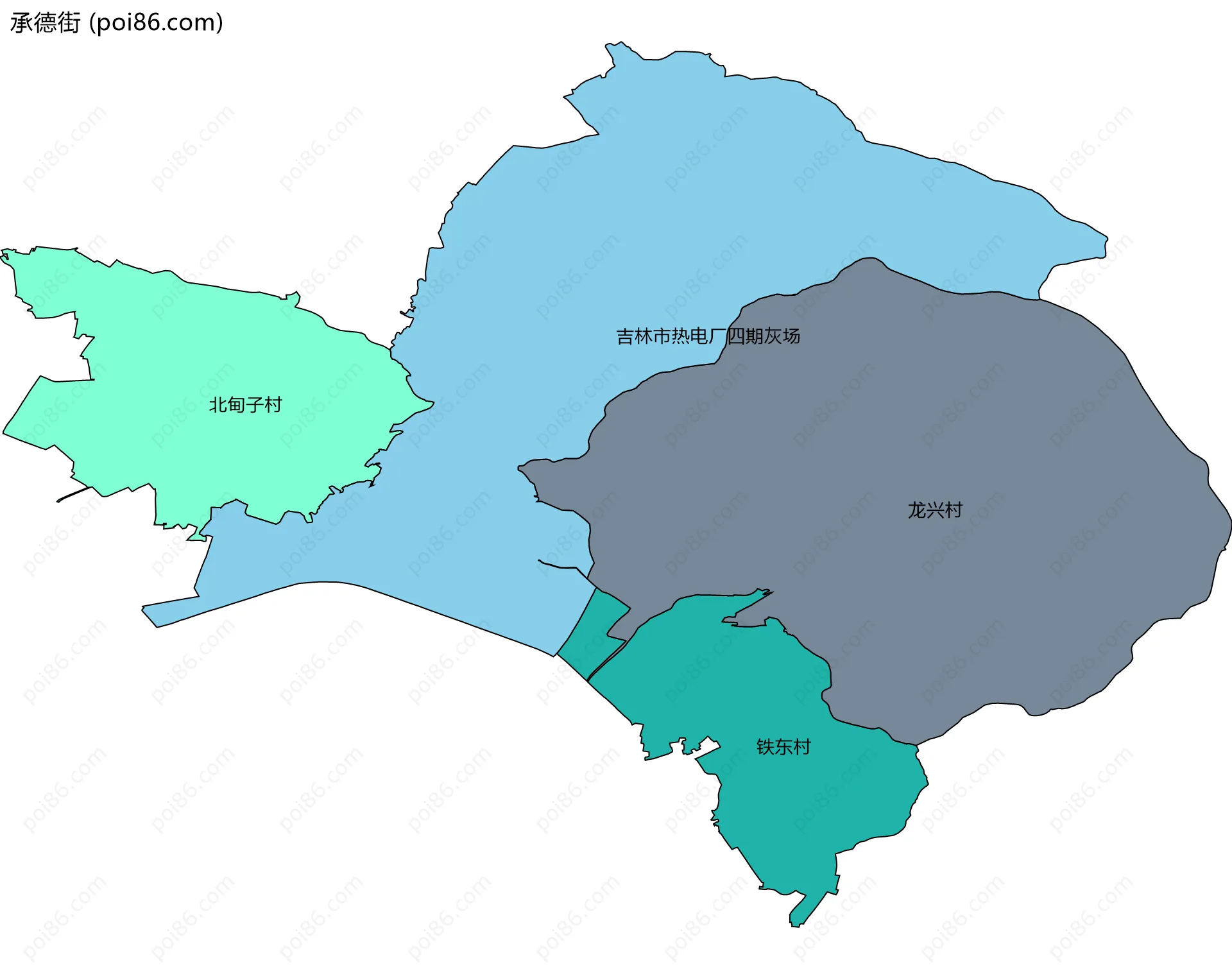 承德街边界地图(五级行政区划)