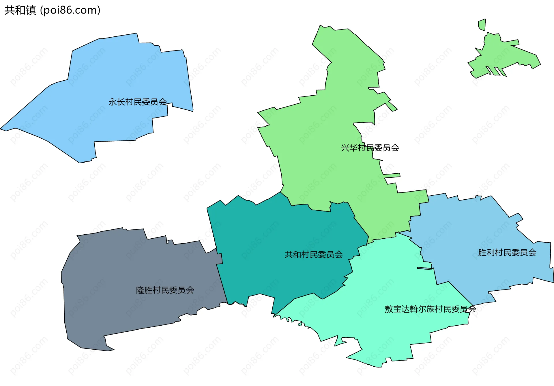 共和镇边界地图(五级行政区划)