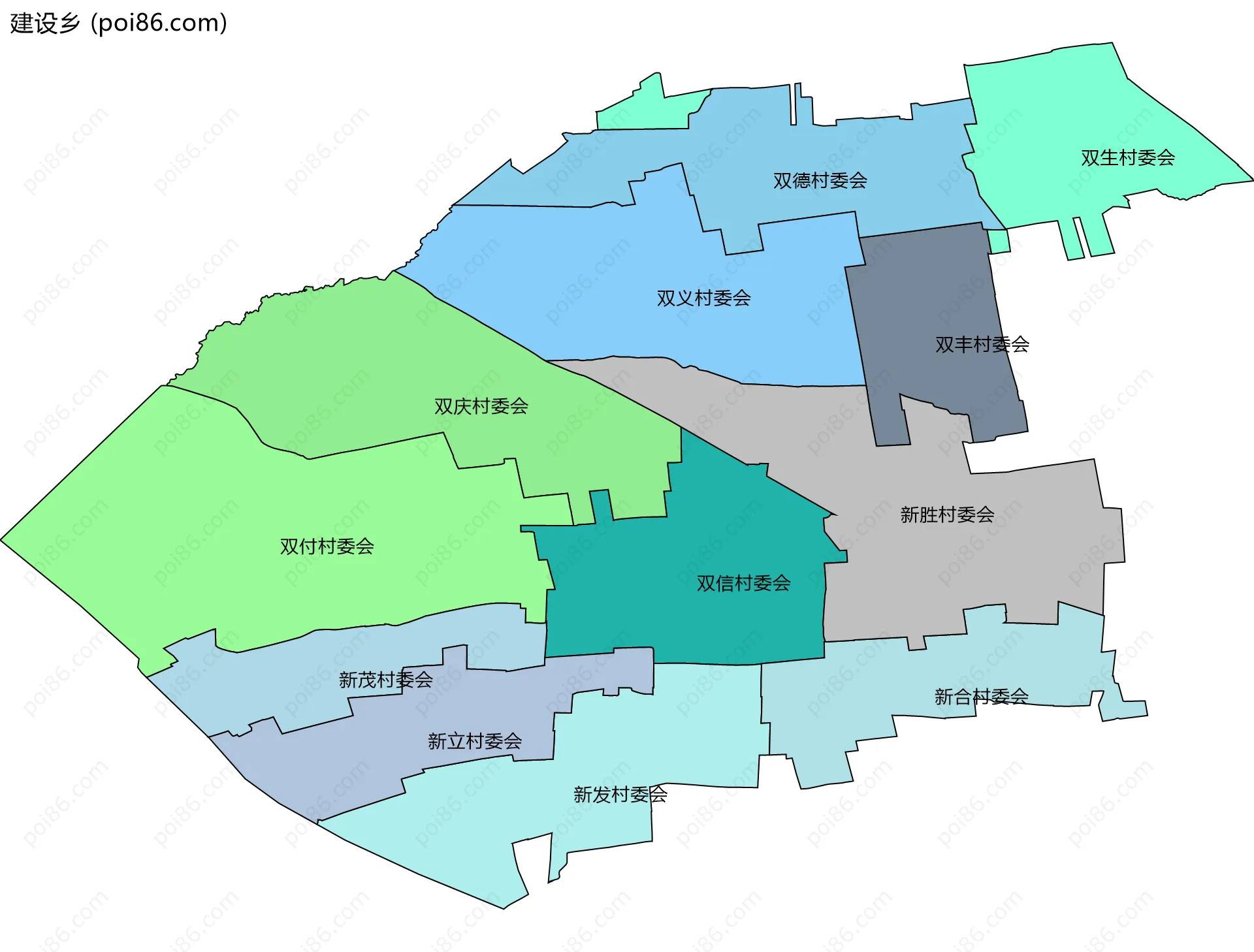 建设乡边界地图(五级行政区划)