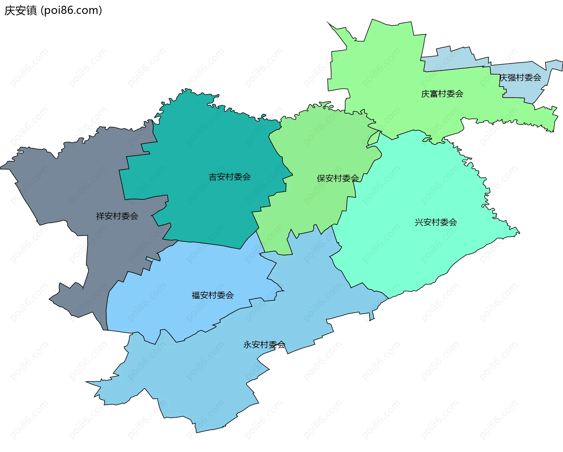 庆安镇边界地图(五级行政区划)