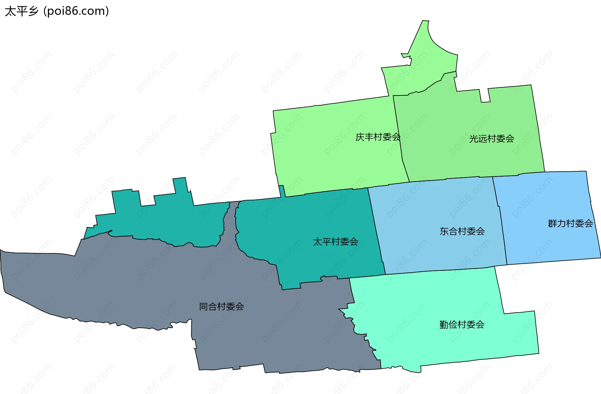 太平乡边界地图(五级行政区划)