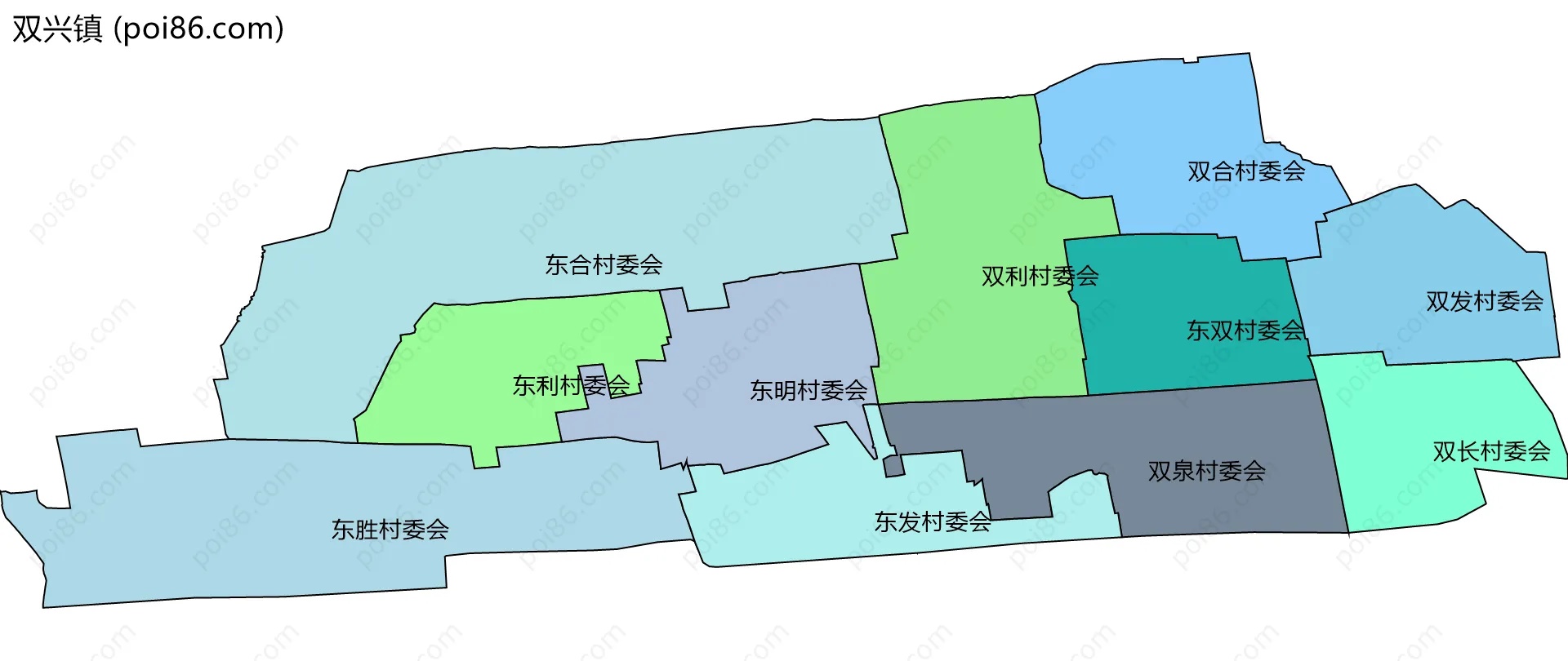 双兴镇边界地图(五级行政区划)