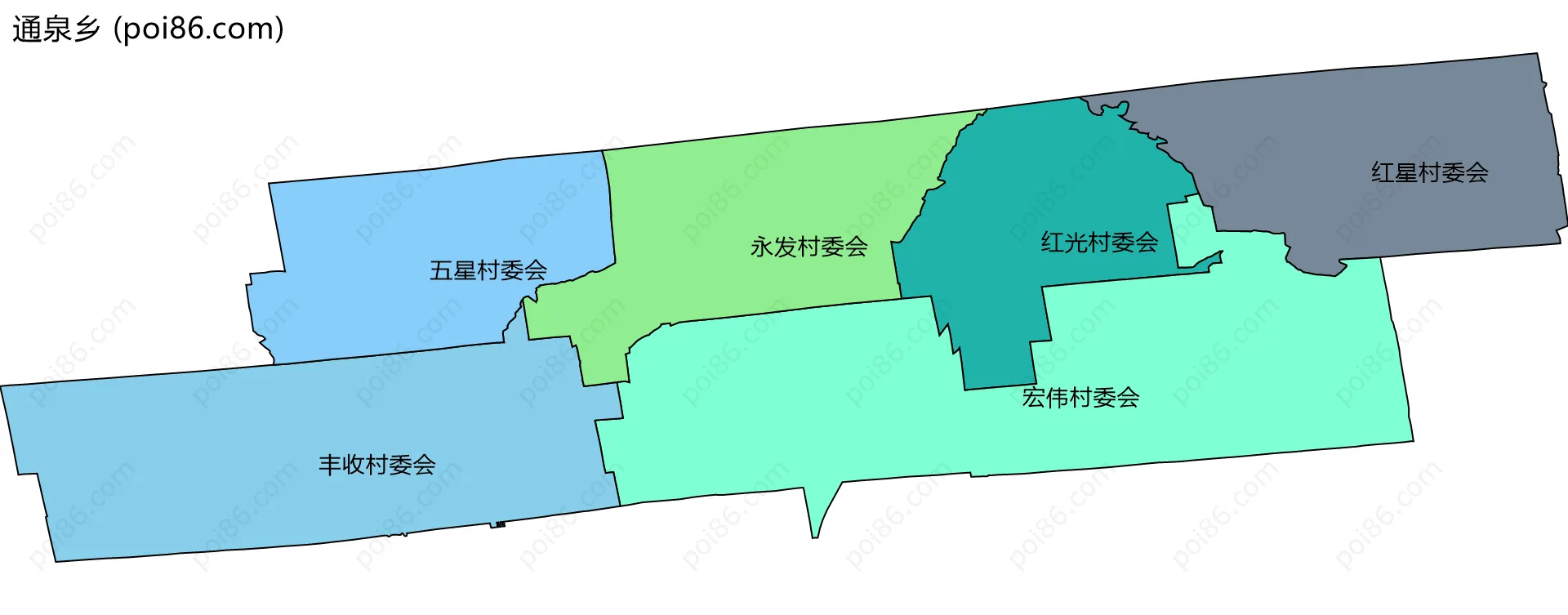 通泉乡边界地图(五级行政区划)