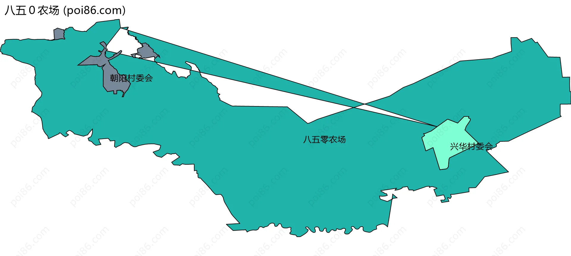 八五０农场边界地图(五级行政区划)