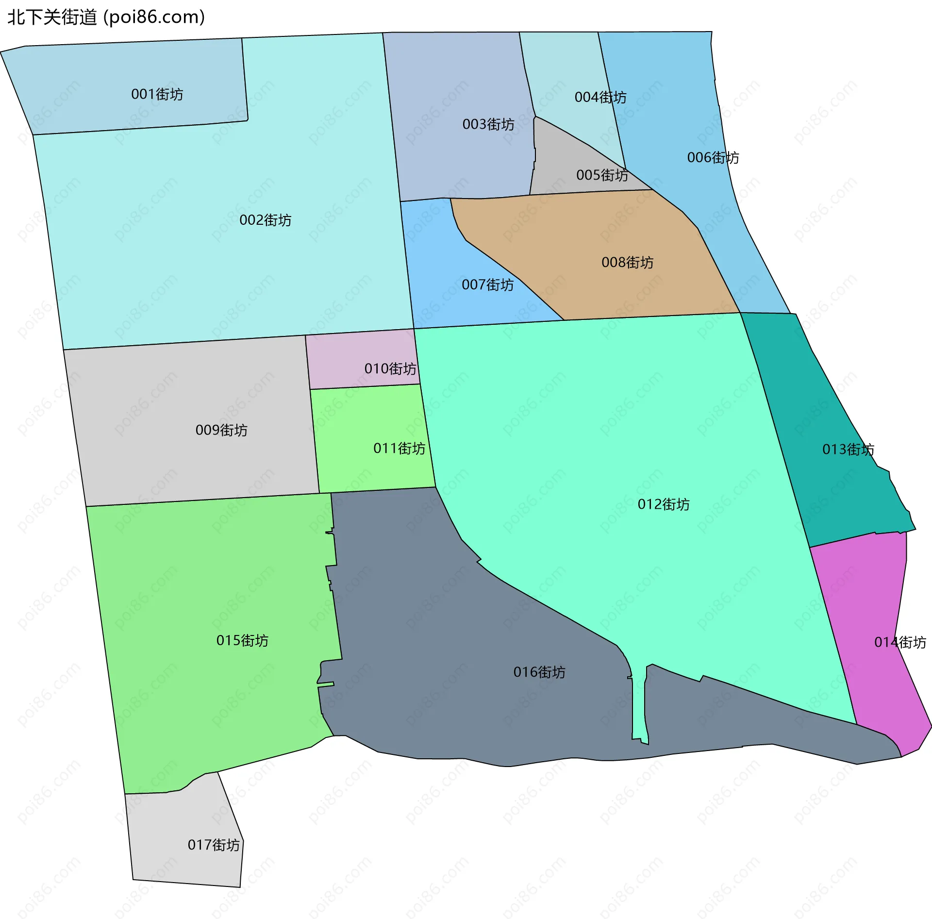 北下关街道边界地图(五级行政区划)