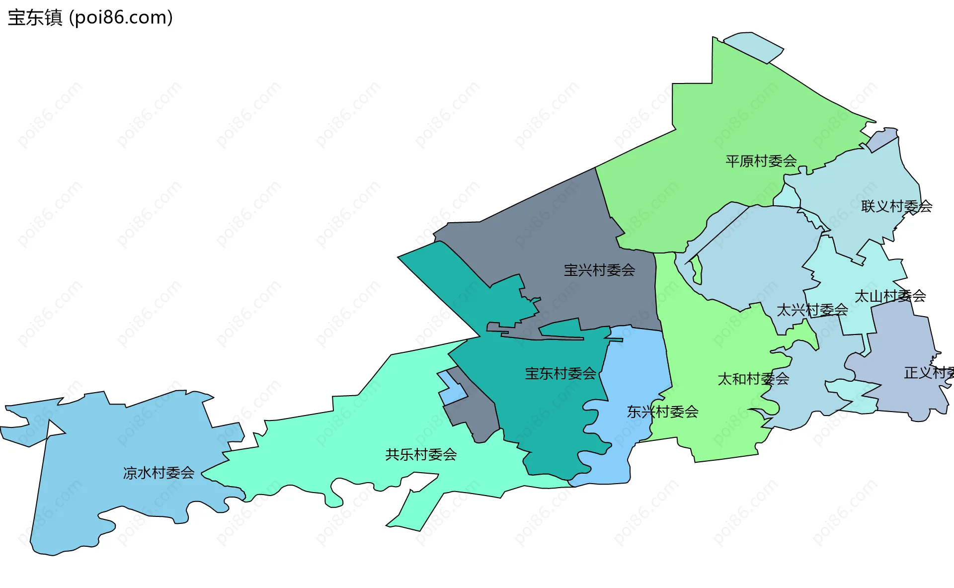 宝东镇边界地图(五级行政区划)
