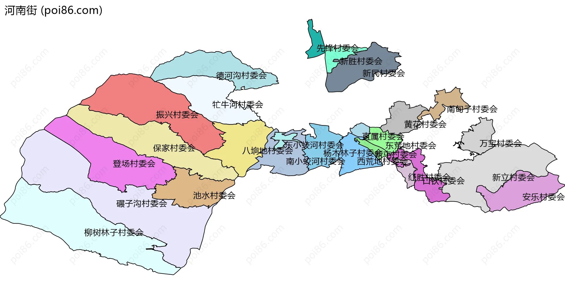 河南街边界地图(五级行政区划)