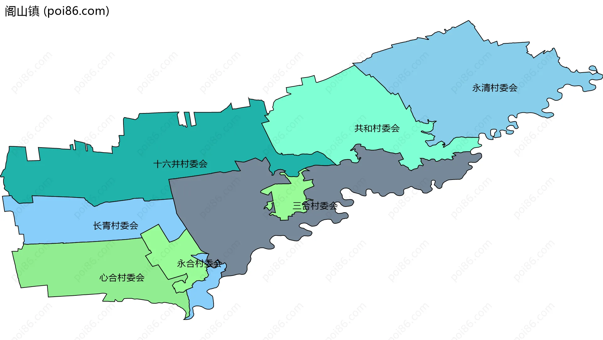 阁山镇边界地图(五级行政区划)