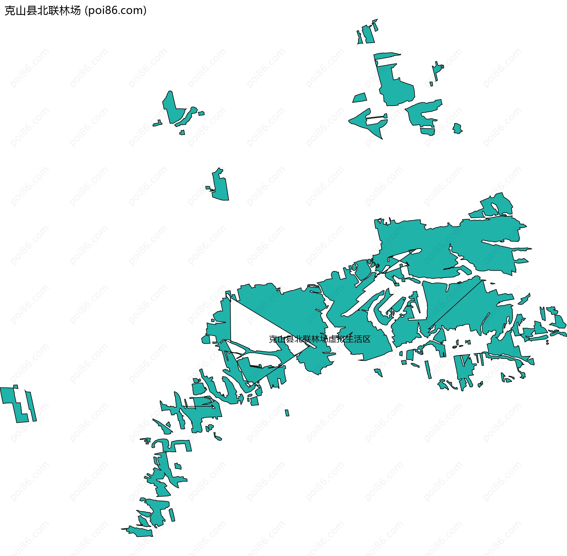克山县北联林场边界地图(五级行政区划)