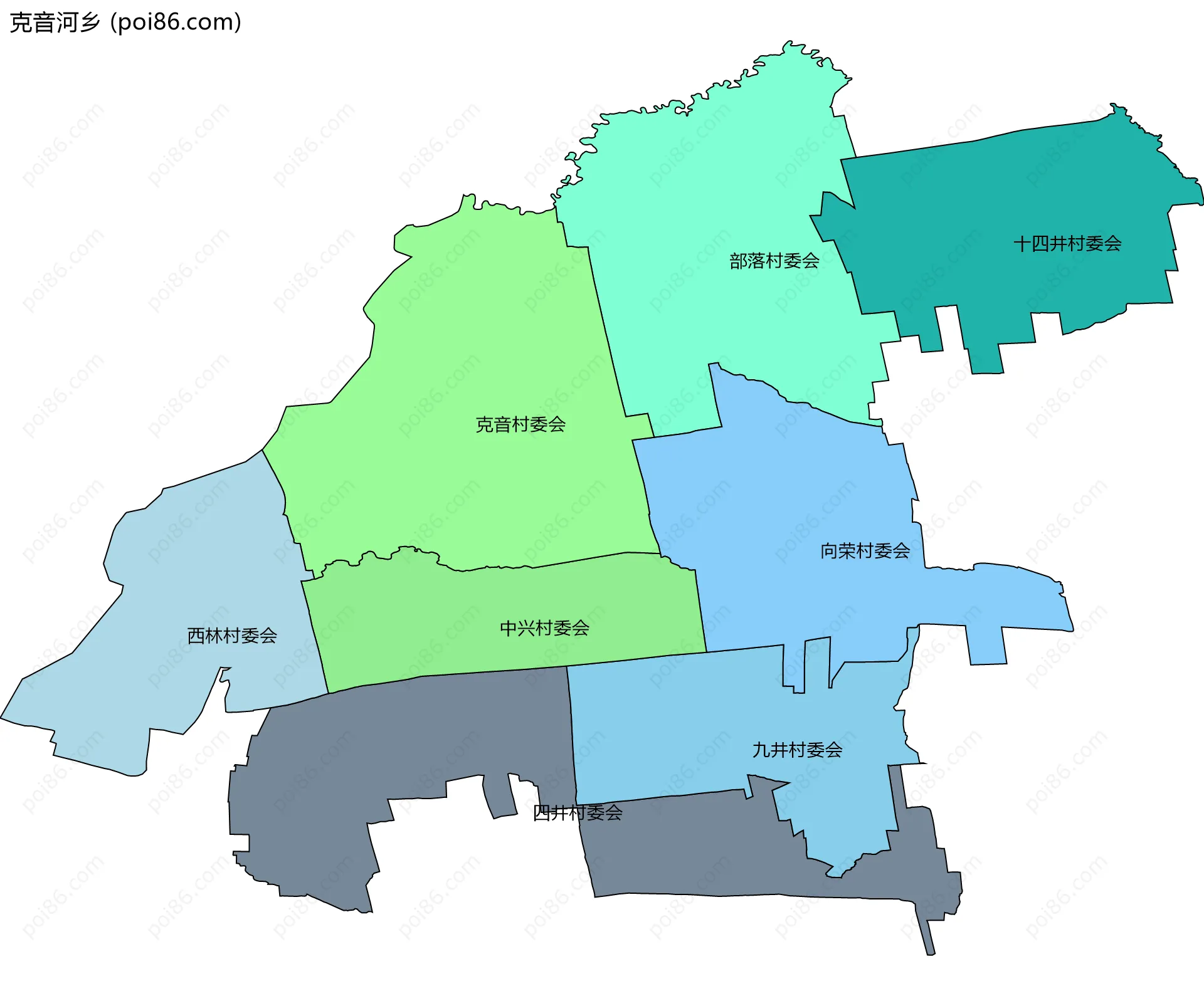 克音河乡边界地图(五级行政区划)