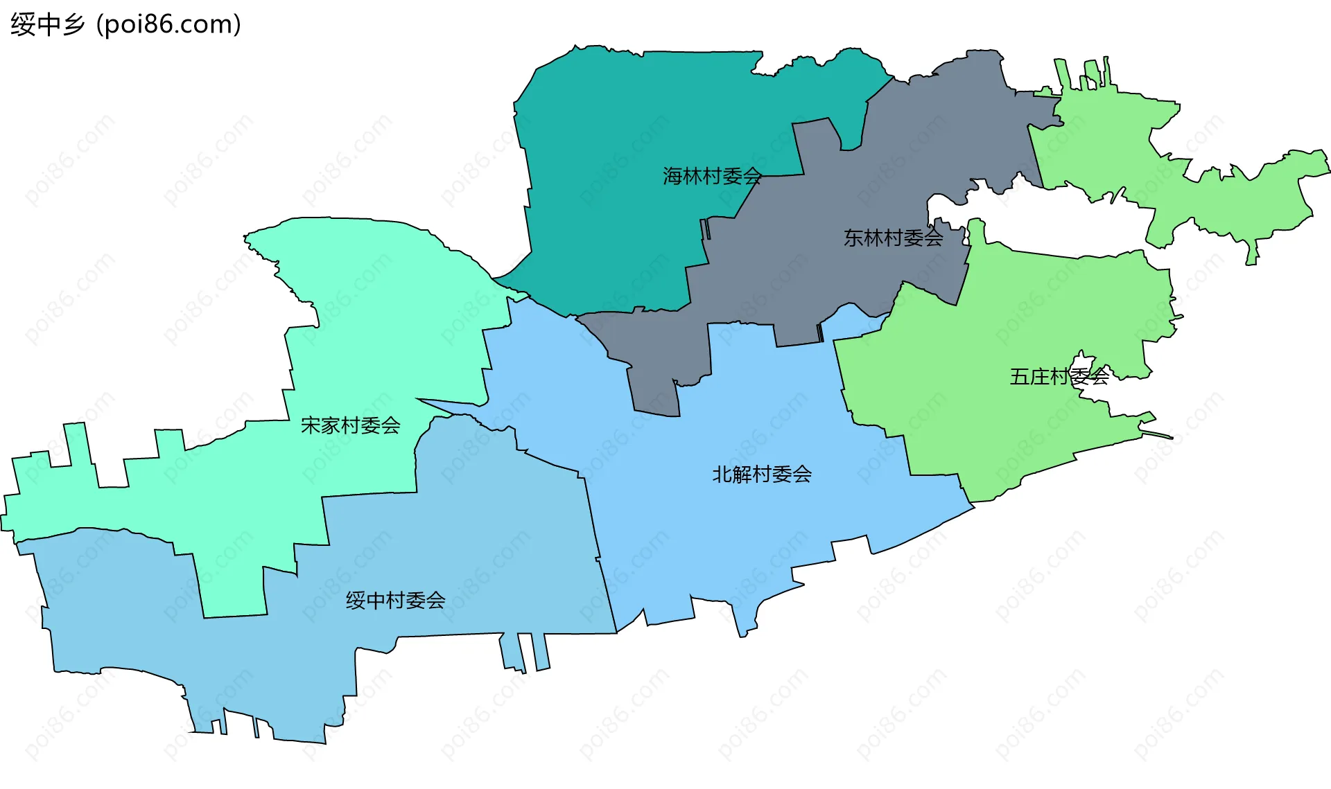 绥中乡边界地图(五级行政区划)