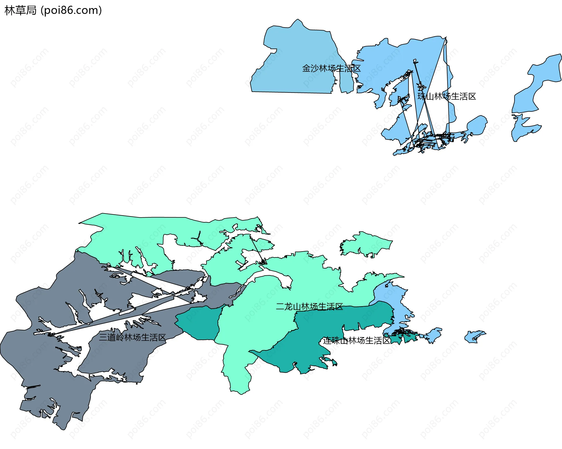 林草局边界地图(五级行政区划)