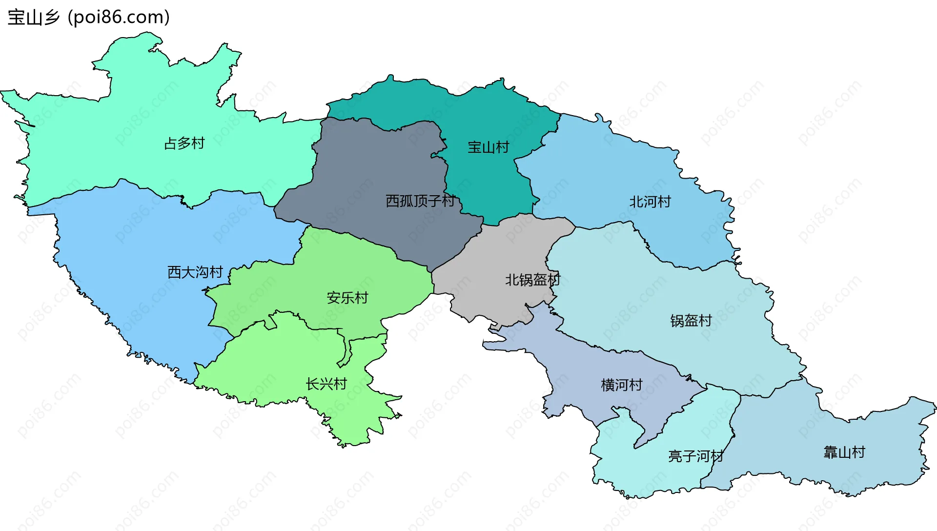 宝山乡边界地图(五级行政区划)