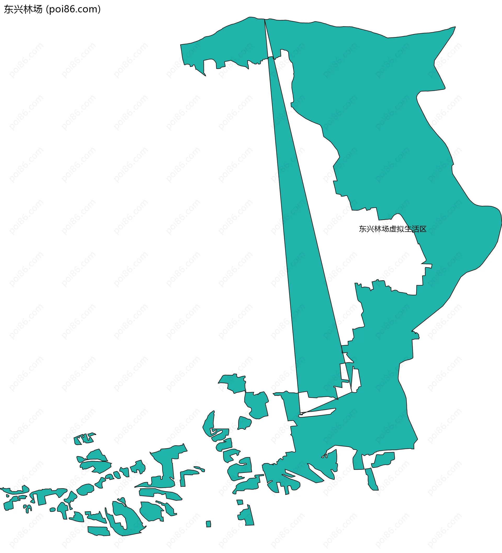 东兴林场边界地图(五级行政区划)