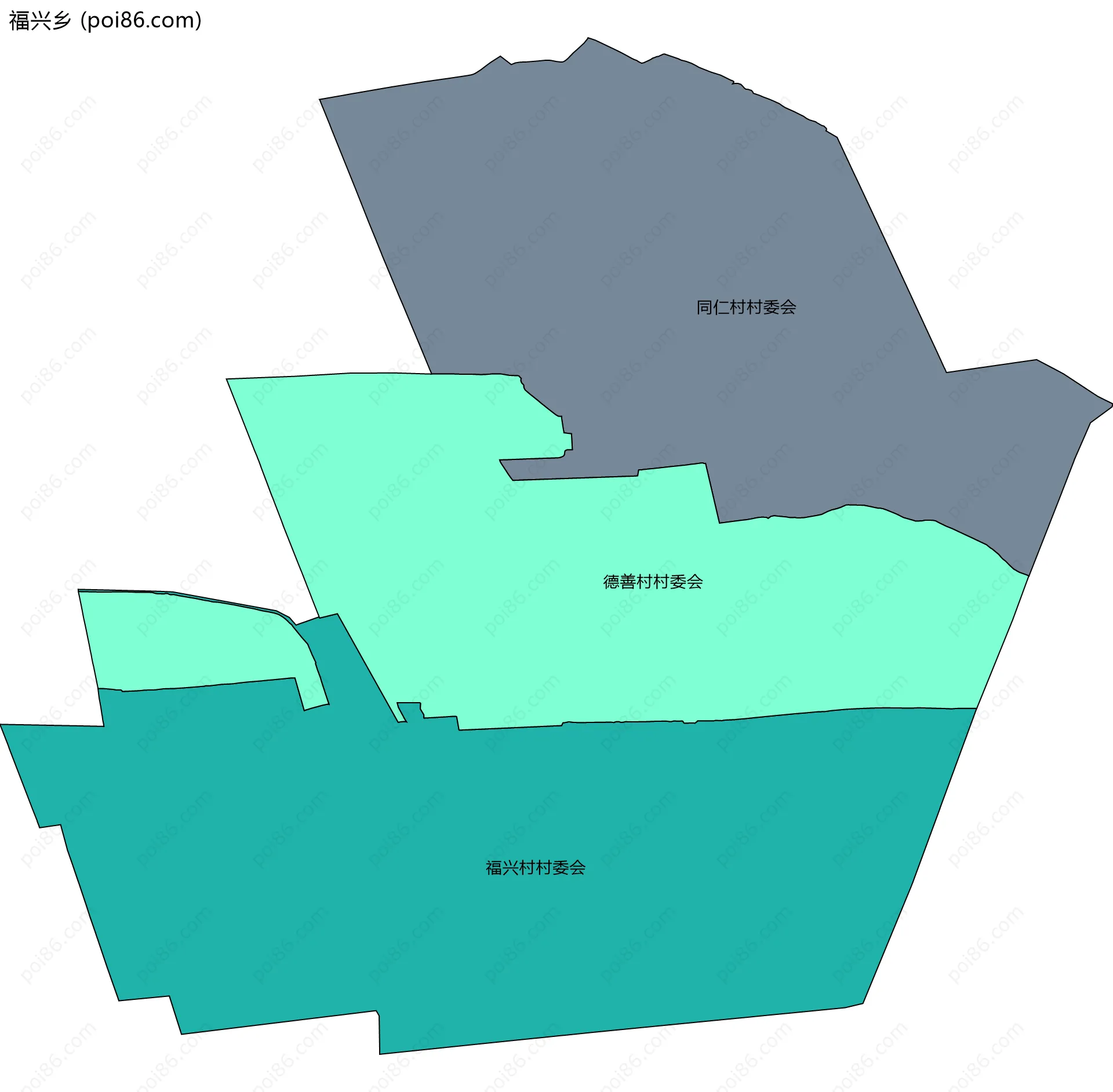 福兴乡边界地图(五级行政区划)