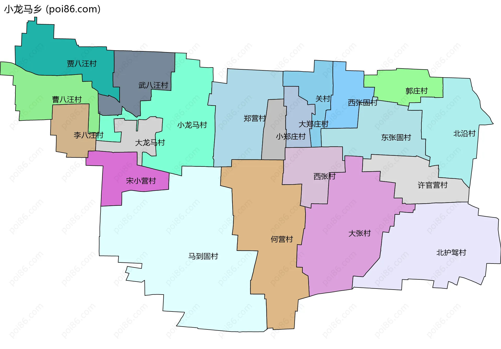 小龙马乡边界地图(五级行政区划)